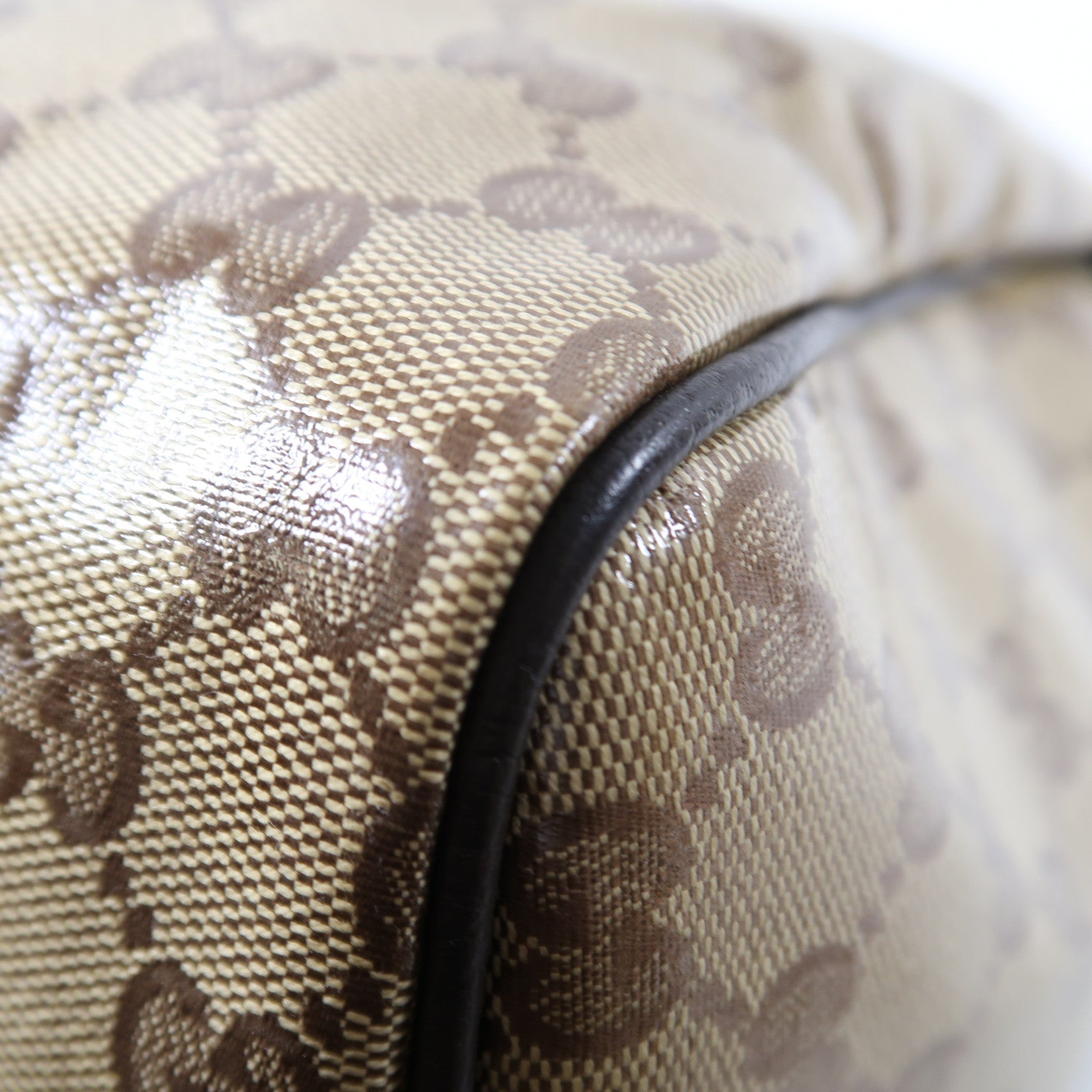 GUCCI 塗層帆布Boston Bag金扣手挽袋啡色