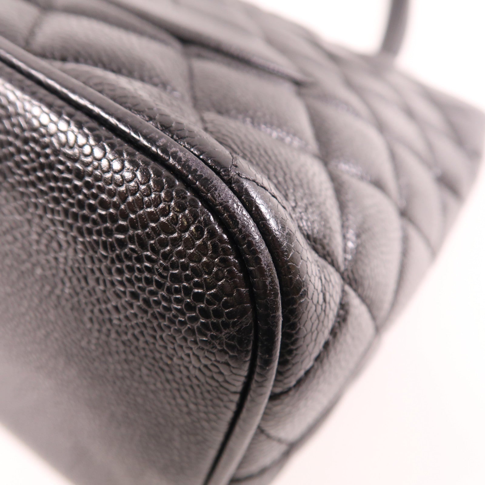 CHANEL Black Black Cowhide Leather Vintage Tote Bag Hand-Turned Bag Black Ca...