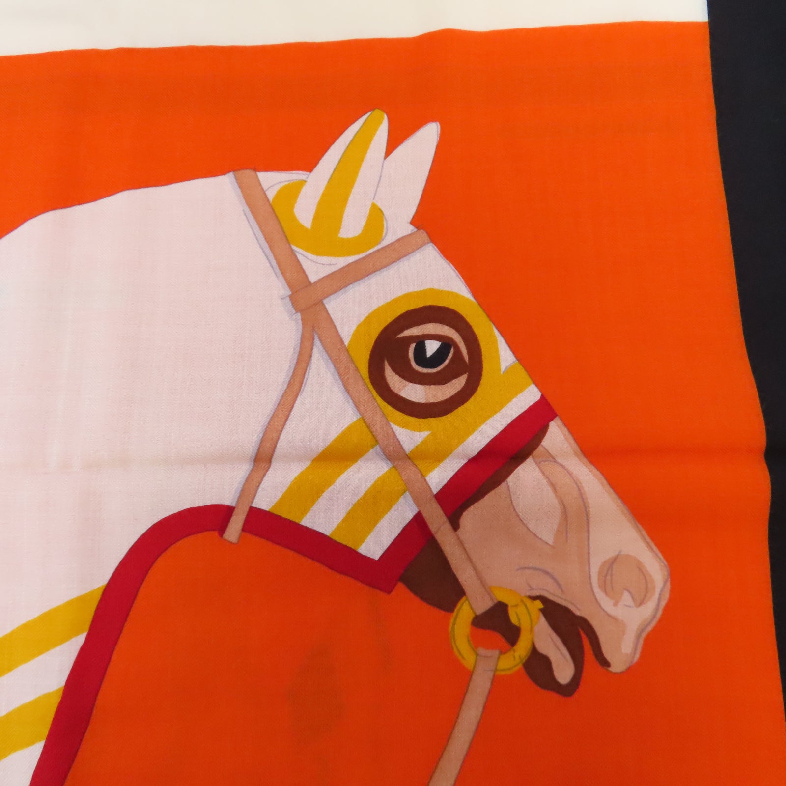 HERMES 羊絨/絲質Cashmere Muffler 140X140圍巾橙色
