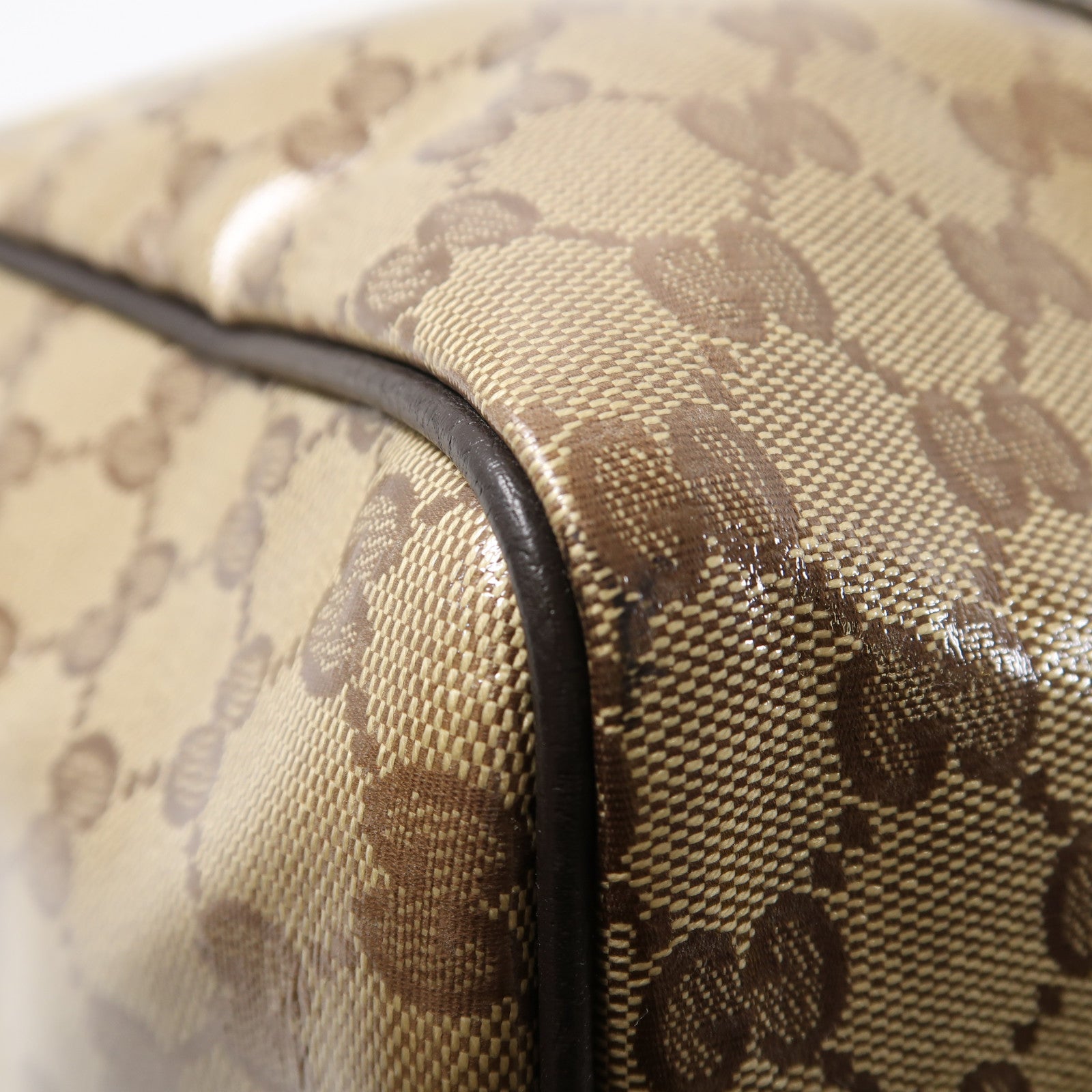 GUCCI 塗層帆布Boston Bag金扣手挽袋啡色