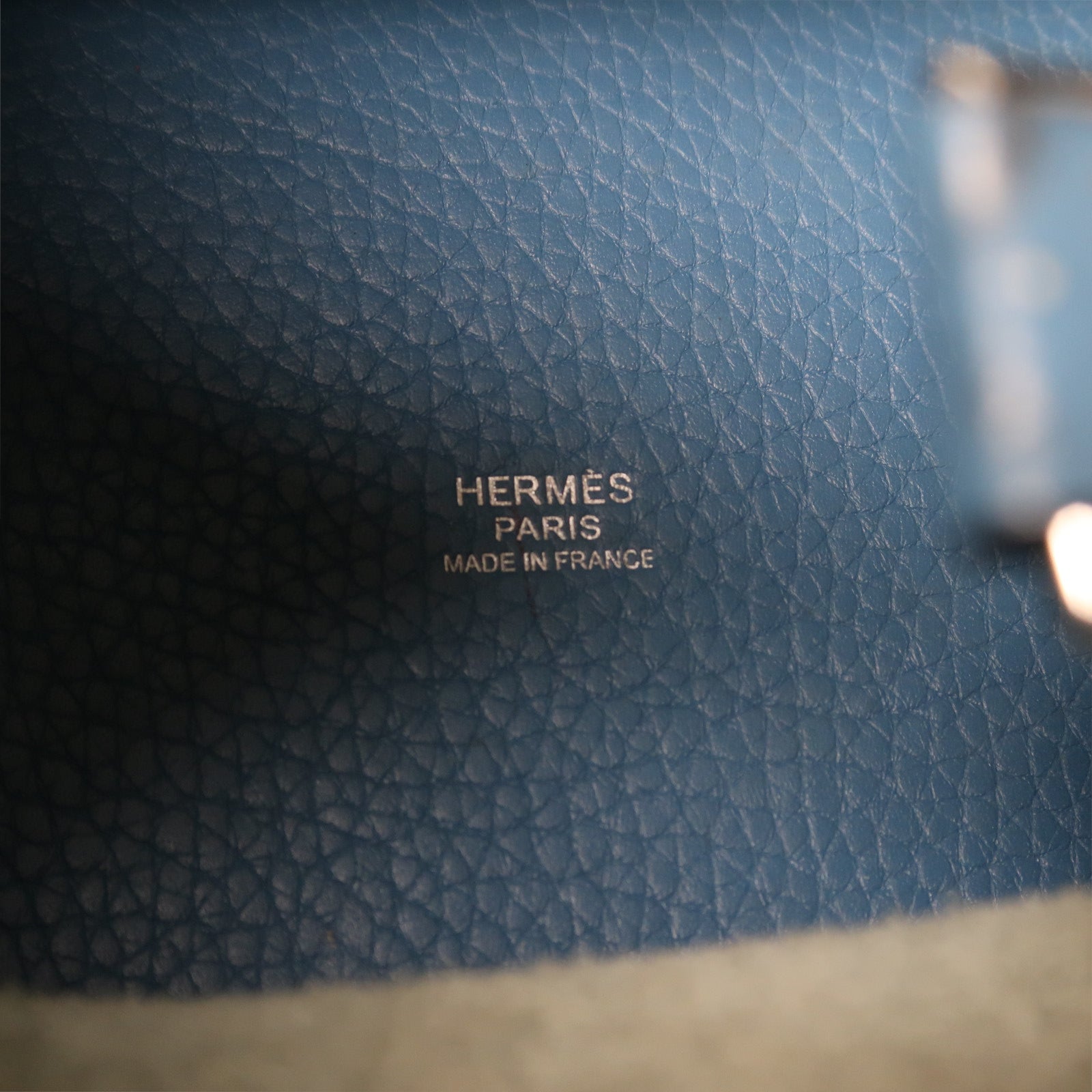 HERMES 【激減優惠】Clemence皮革Picotin PM銀扣手挽袋Bleu Jean/藍色