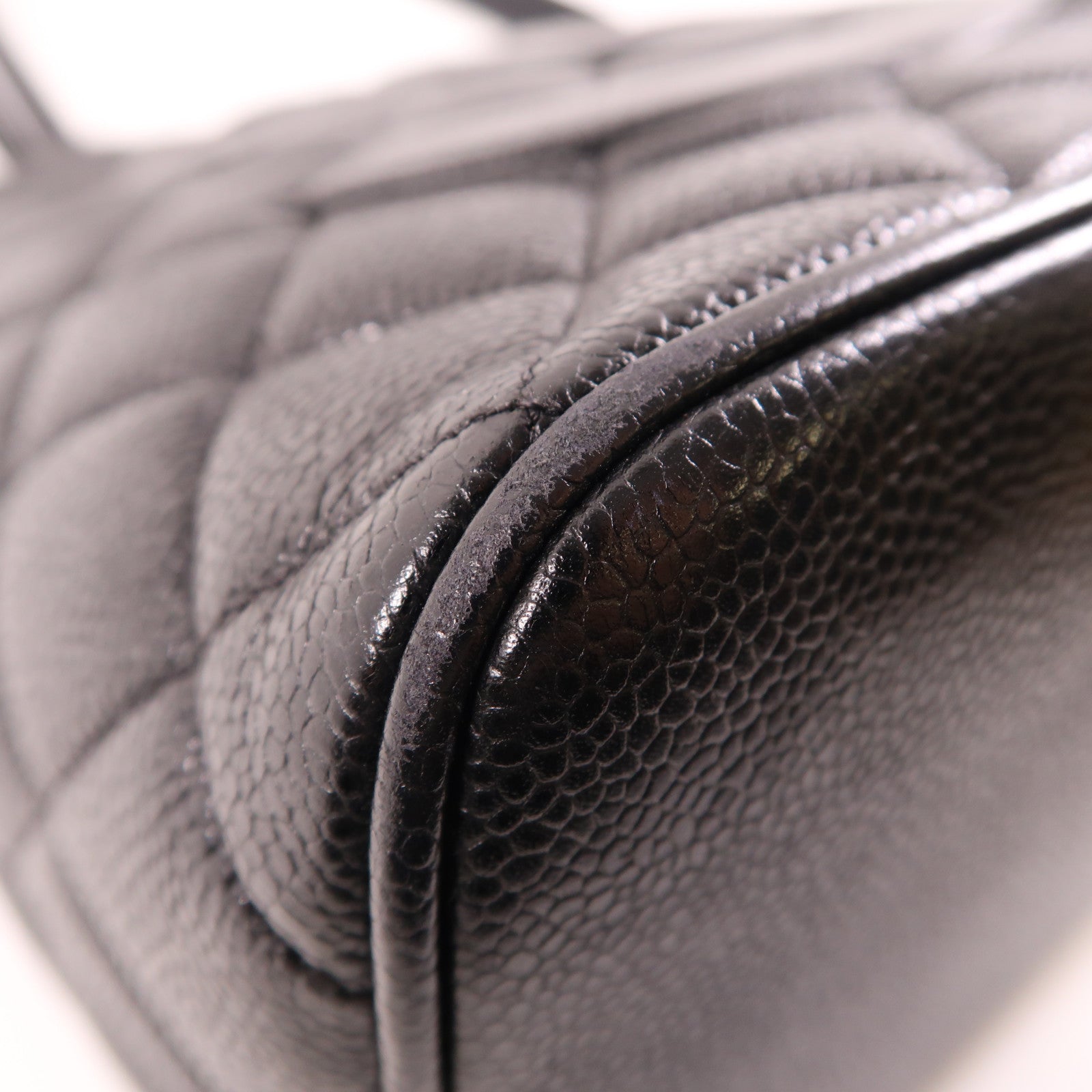 CHANEL Black Black Cowhide Leather Vintage Tote Bag Hand-Turned Bag Black Ca...