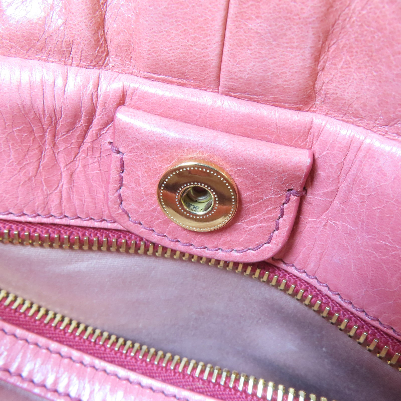 Miu Miu 牛皮皮革2 Way Shoulder Bag金扣手挽肩背兩用袋粉紅色