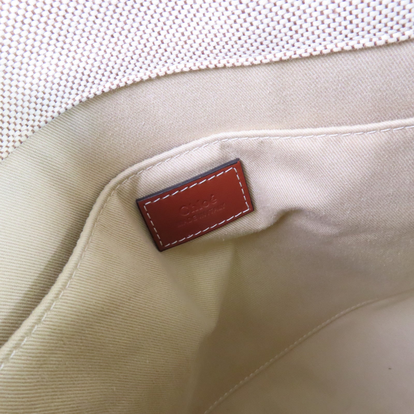 Chloe 帆布Woody Tote Medium Bag肩背袋杏色/啡色