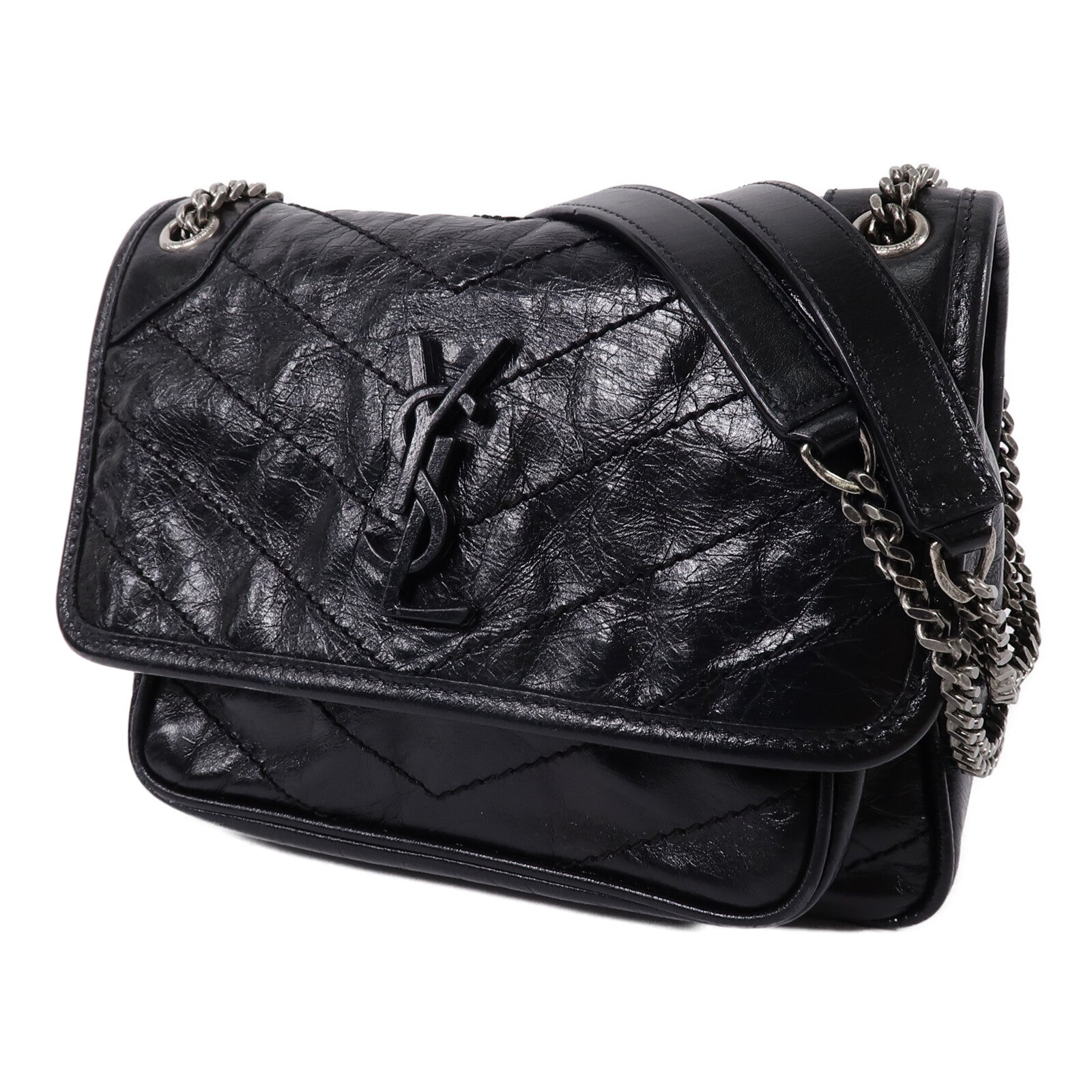 SAINT LAURENT 牛皮皮革Niki Baby鏈帶手挽肩背兩用袋