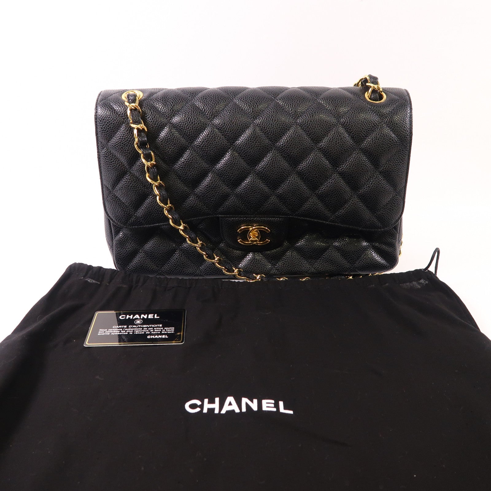 CHANEL CC GHW Large Classic Chain Shoulder Bag Calfskin Leather Black