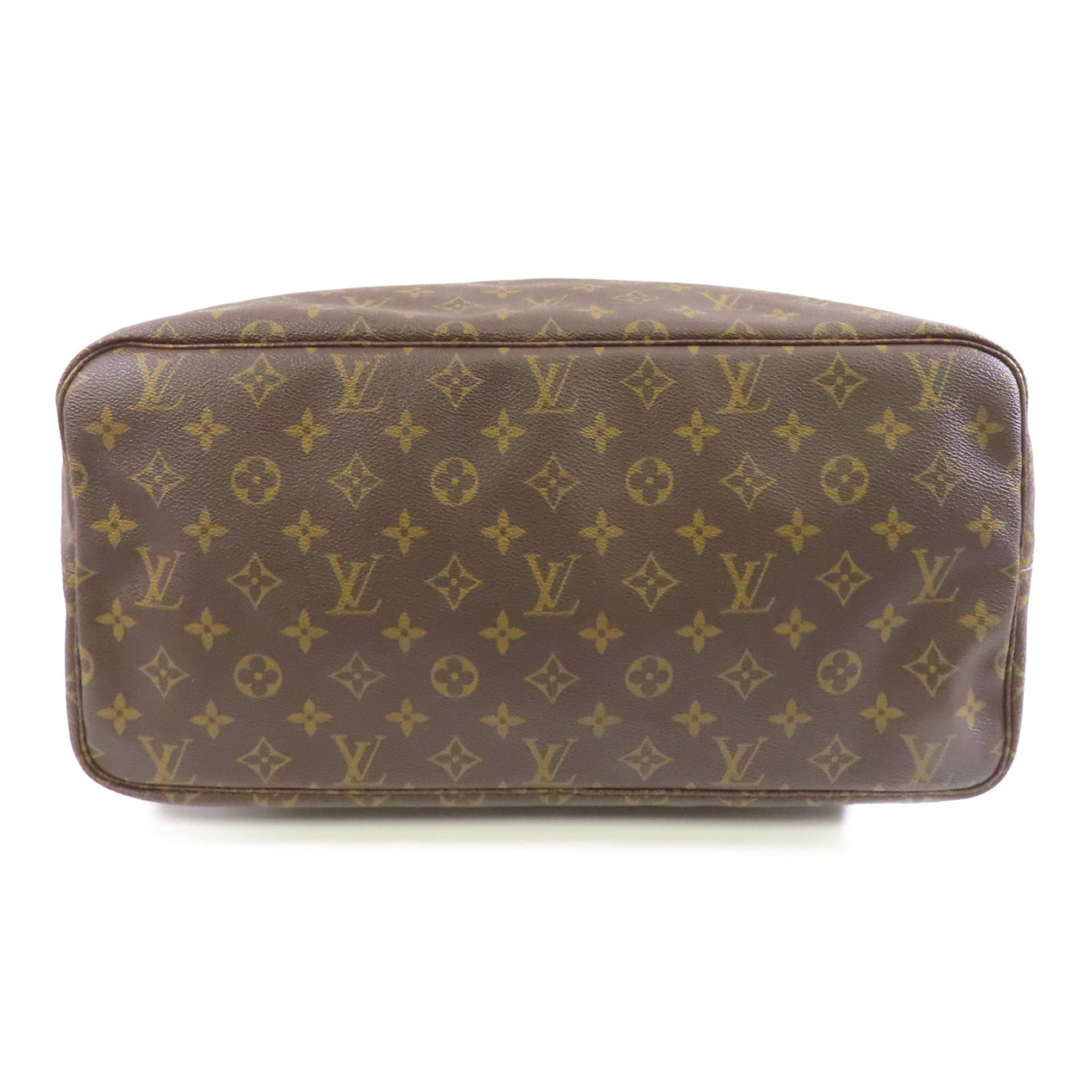 LOUIS VUITTON Monogram Neverfull GM金扣手挽袋棕色