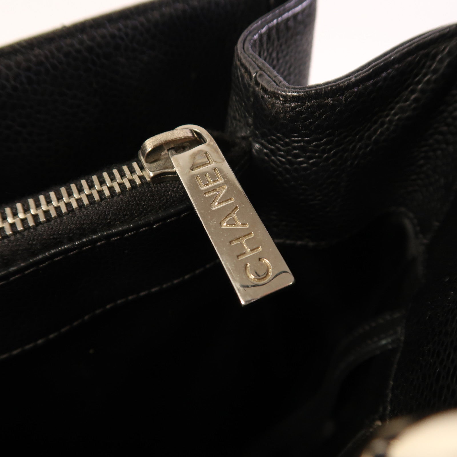 CHANEL 牛皮皮革GST Grand Shopping Tote Bag銀扣鏈帶肩背袋