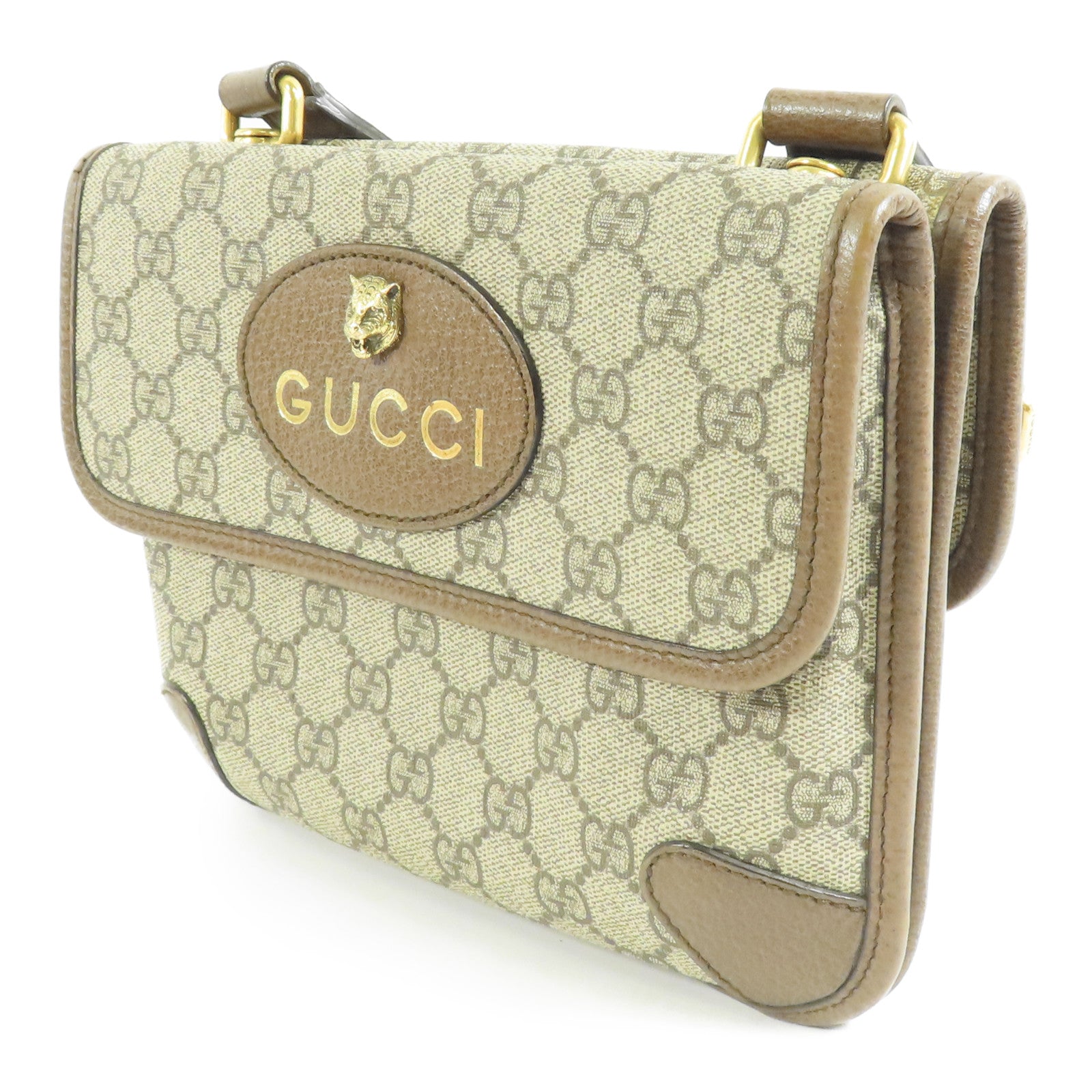 GUCCI 塗層帆布Neo Vintage Small Messenger Bag金扣肩背袋