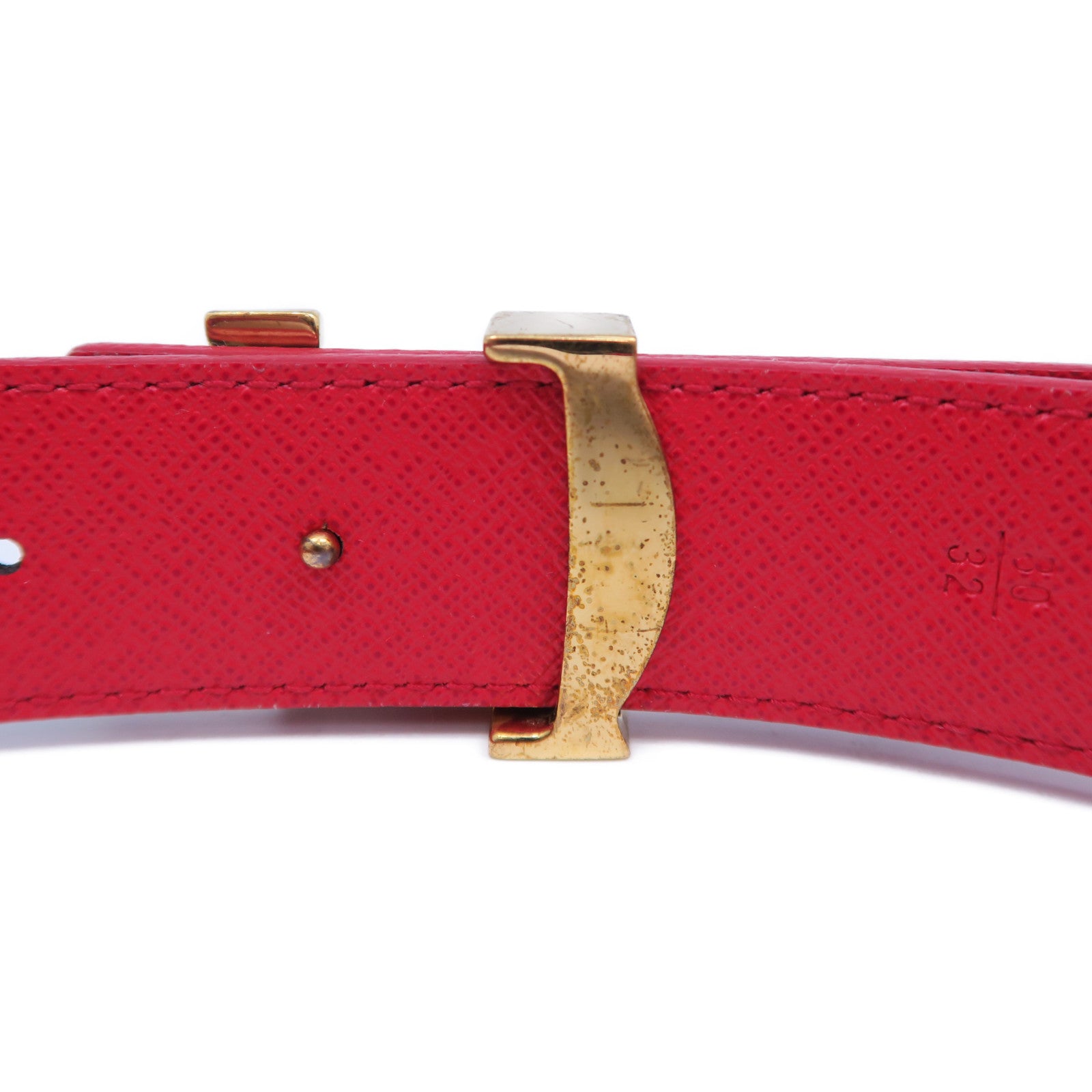 LOUIS VUITTON 【激減優惠】Monogram Belt金扣皮帶啡色/紅色