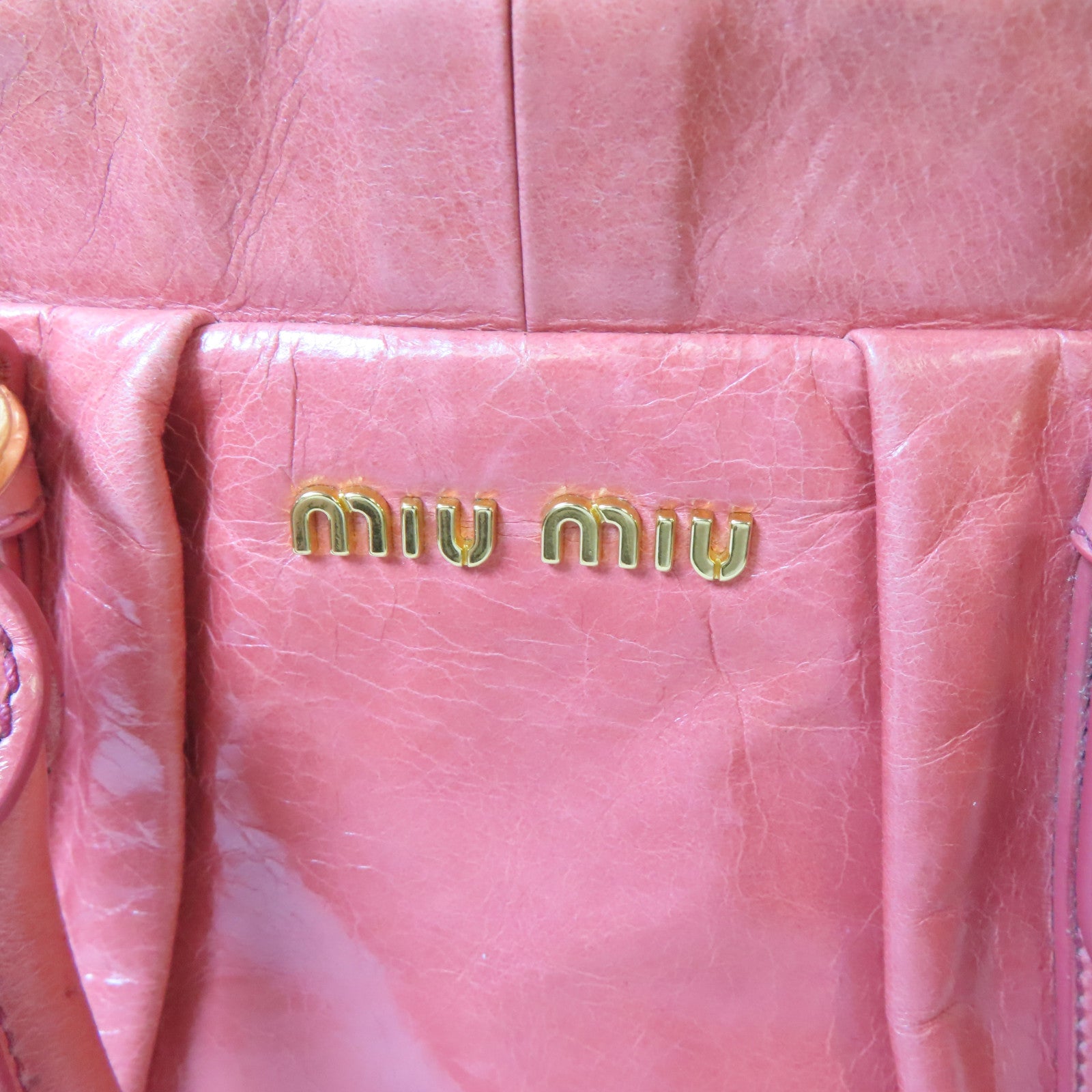 Miu Miu 牛皮皮革2 Way Shoulder Bag金扣手挽肩背兩用袋粉紅色