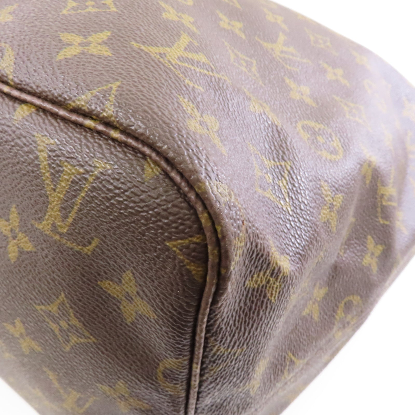 LOUIS VUITTON Monogram Neverfull GM金扣手挽袋棕色