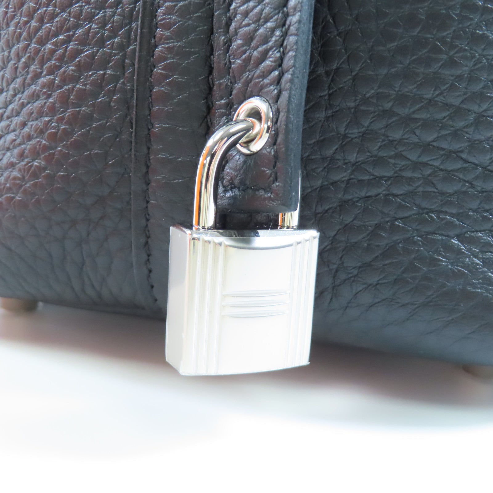 HERMES Clemence皮革Picotin PM銀扣手挽袋黑色