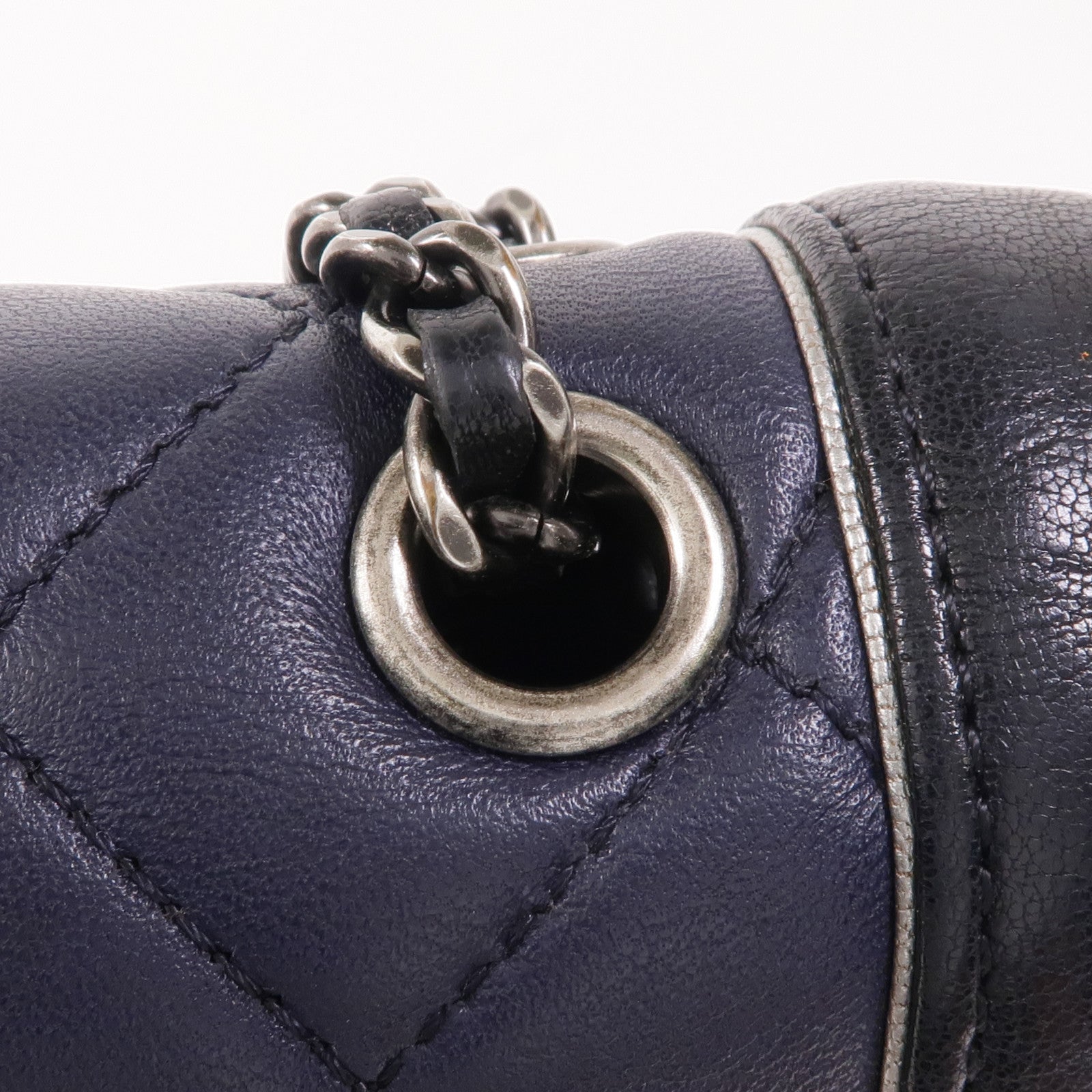 CHANEL 羊皮皮革Chain Shoulder銀扣鏈帶肩背袋