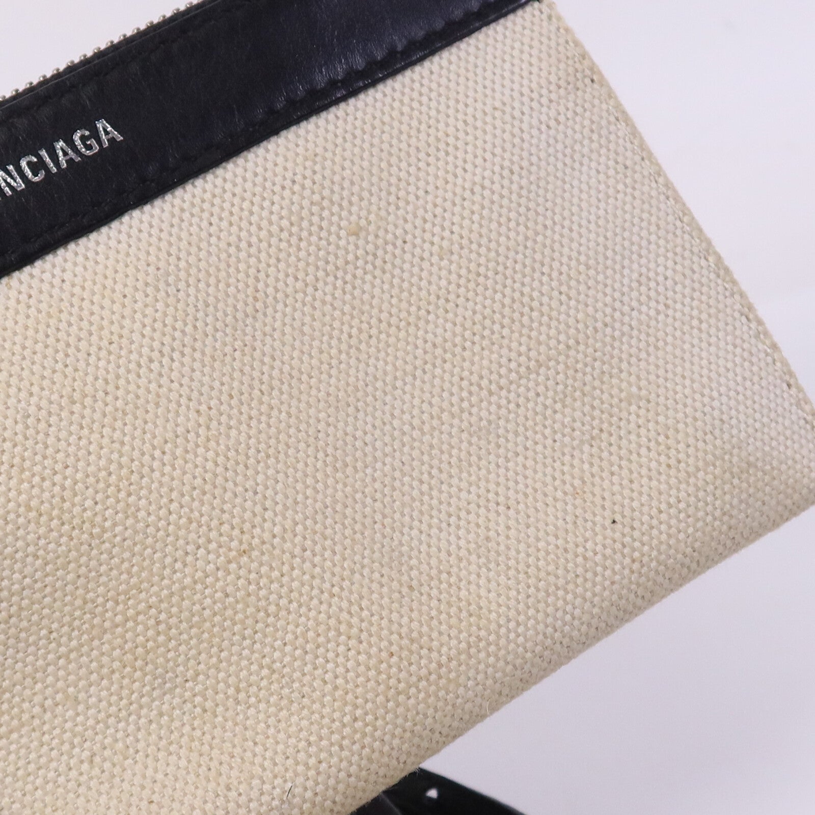 BALENCIAGA 帆布/牛皮皮革Tote Bag銀扣手挽肩背兩用袋