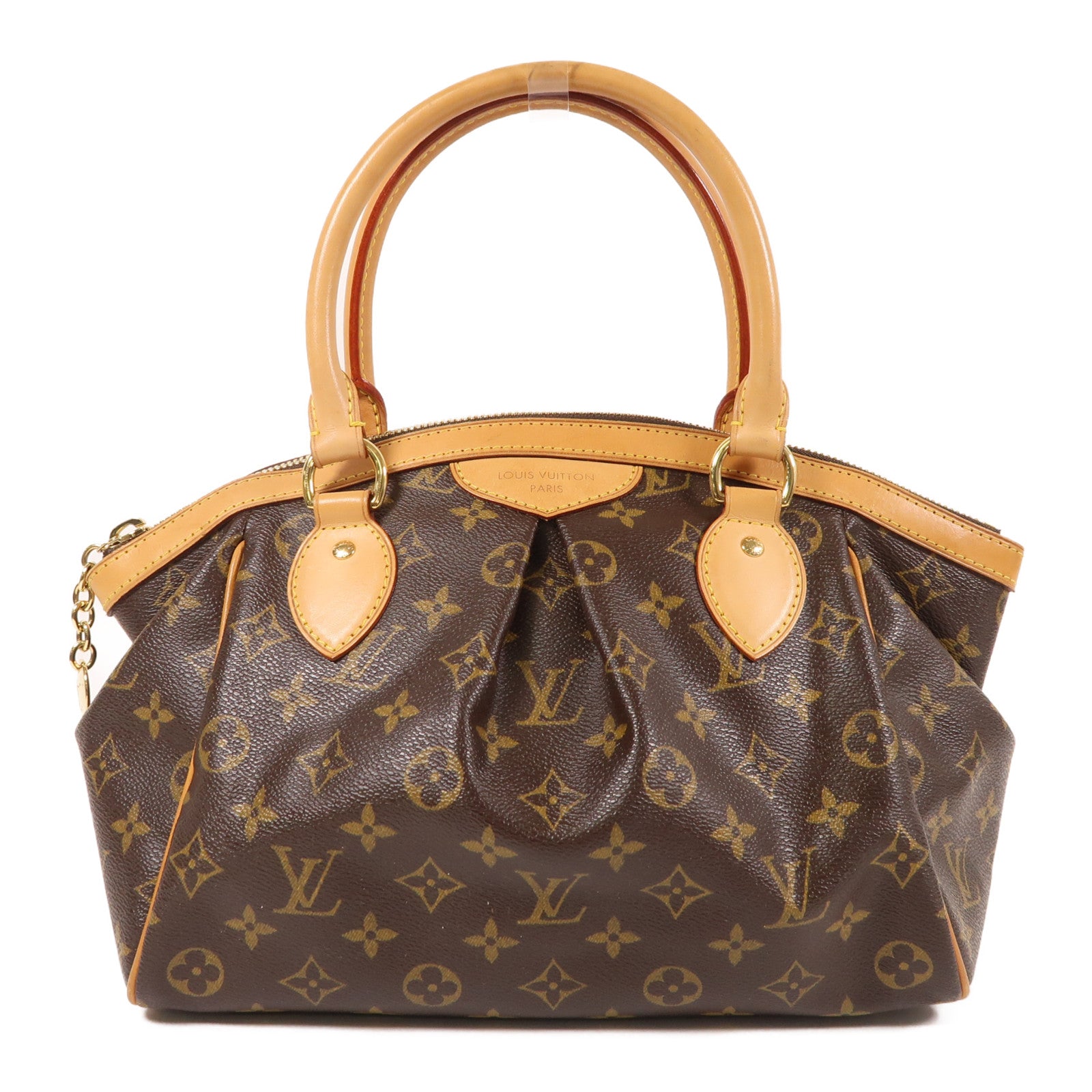 LOUIS VUITTON Monogram Tivoli PM金扣手挽袋棕色