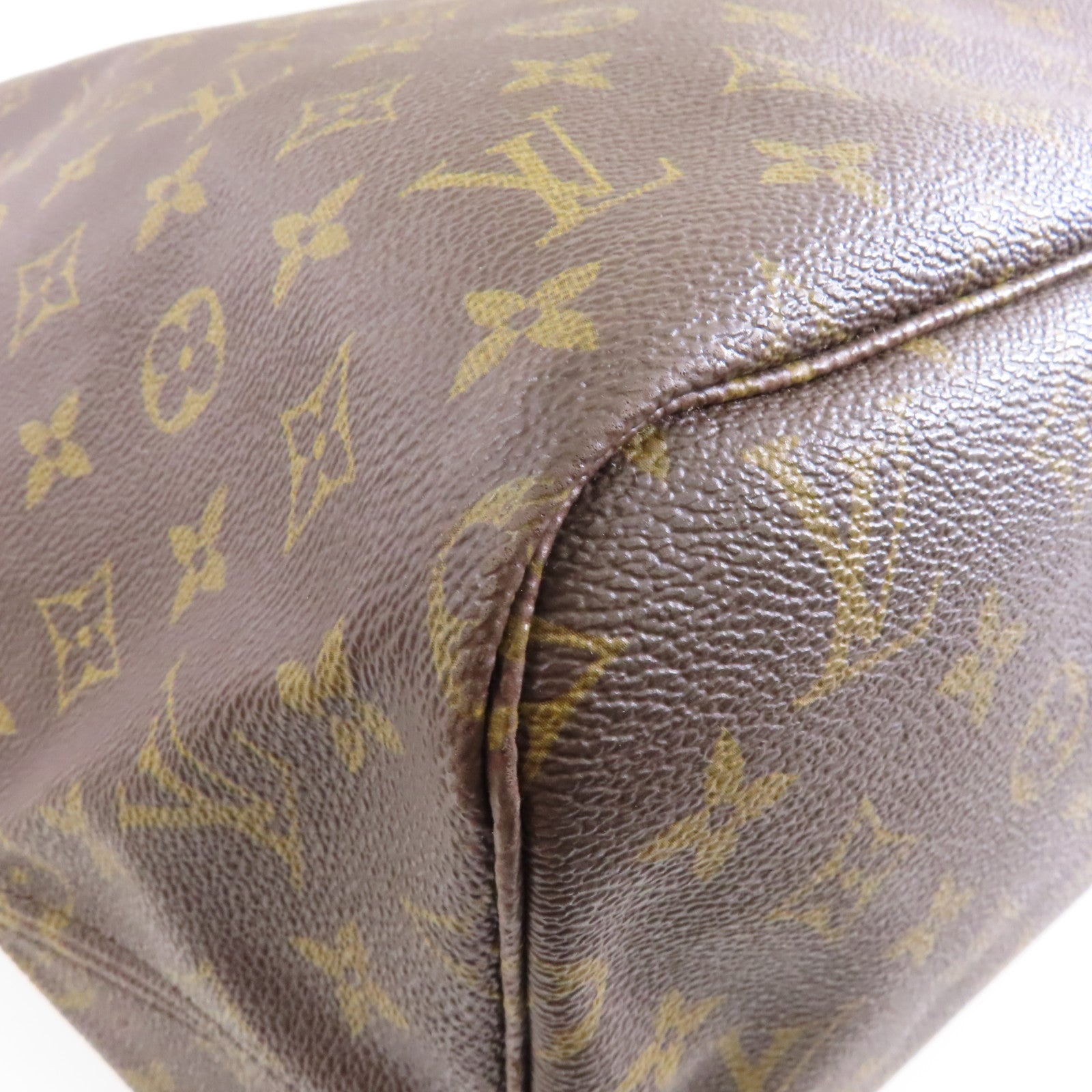 LOUIS VUITTON Monogram Neverfull GM金扣手挽袋棕色