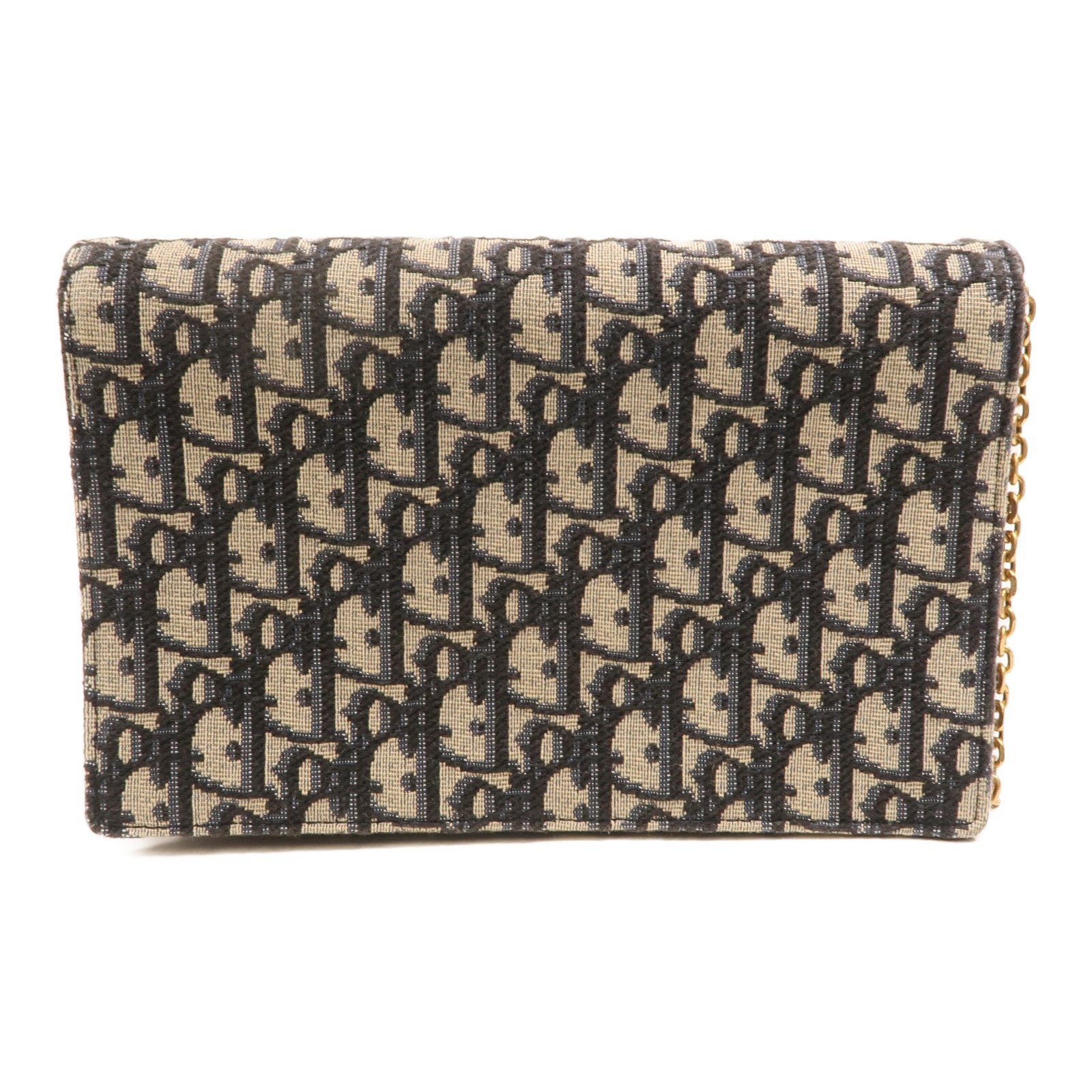 Dior 帆布Oblique Jacquard Saddle Chain Shoulder金扣鏈帶肩背袋