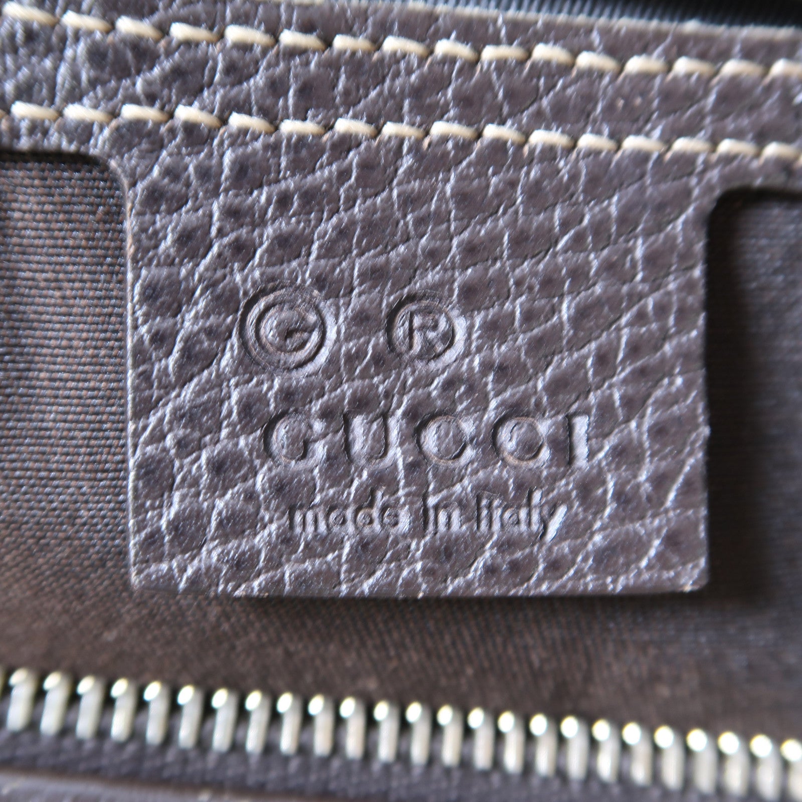 GUCCI 塗層帆布Boston Bag金扣手挽袋啡色