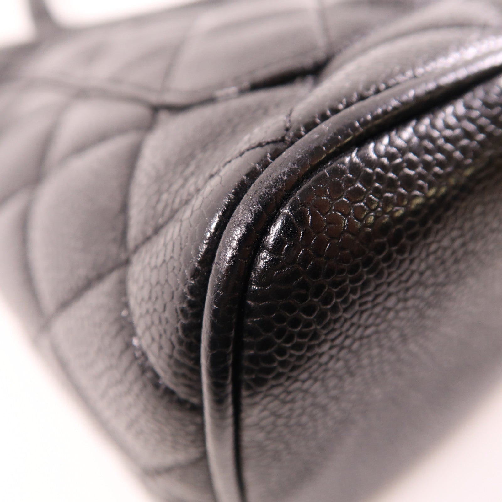 CHANEL Black Black Cowhide Leather Vintage Tote Bag Hand-Turned Bag Black Ca...