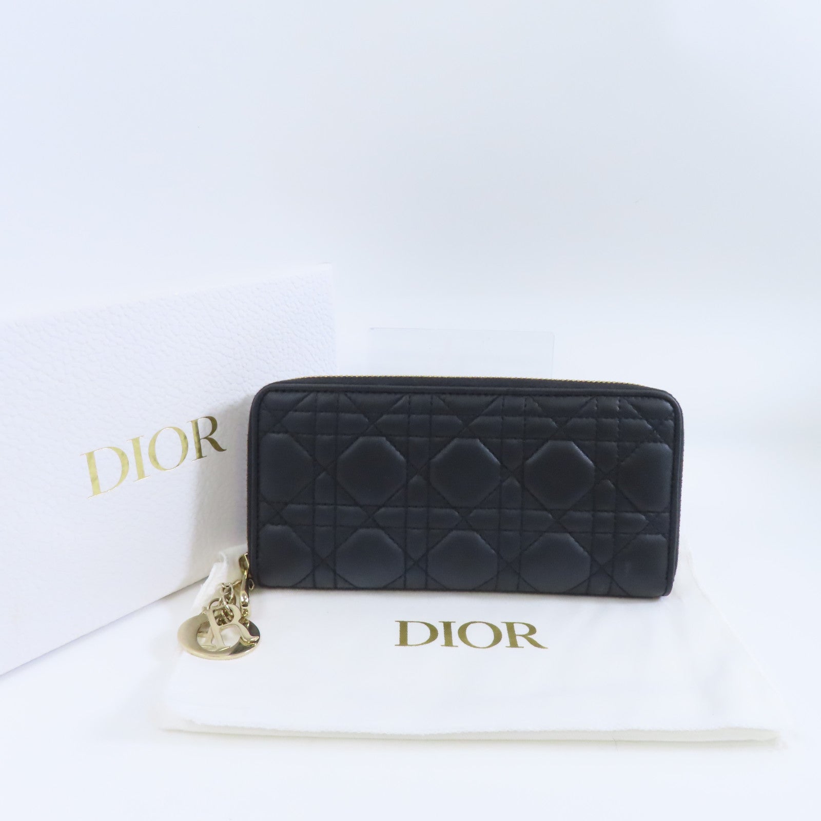 Dior 羊皮皮革Long Wallet金扣長錢包黑色