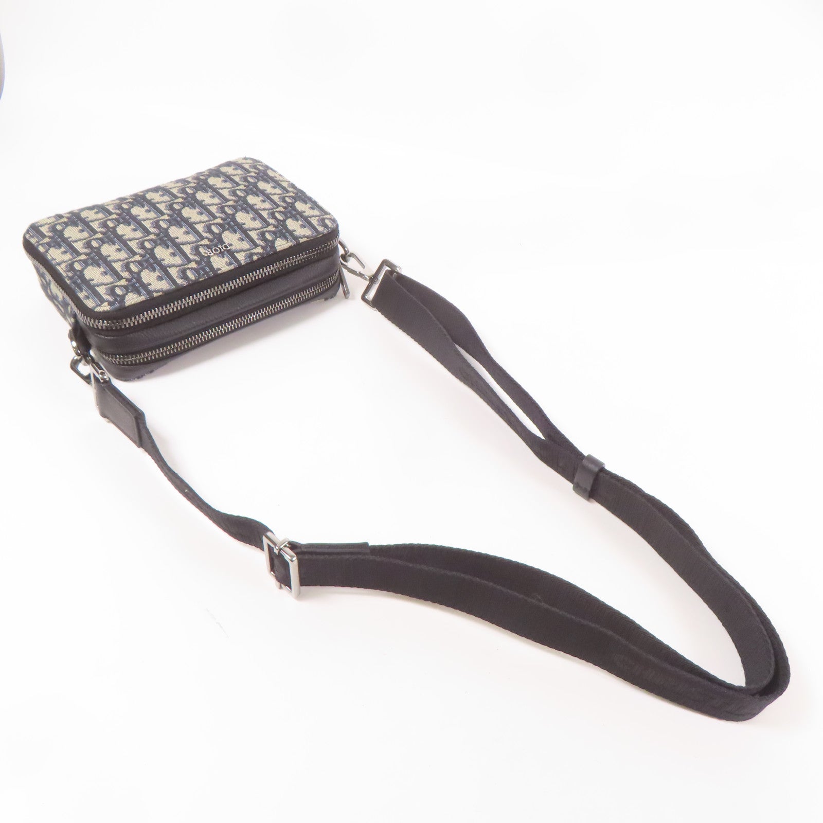 Dior 帆布Oblique銀扣肩背袋