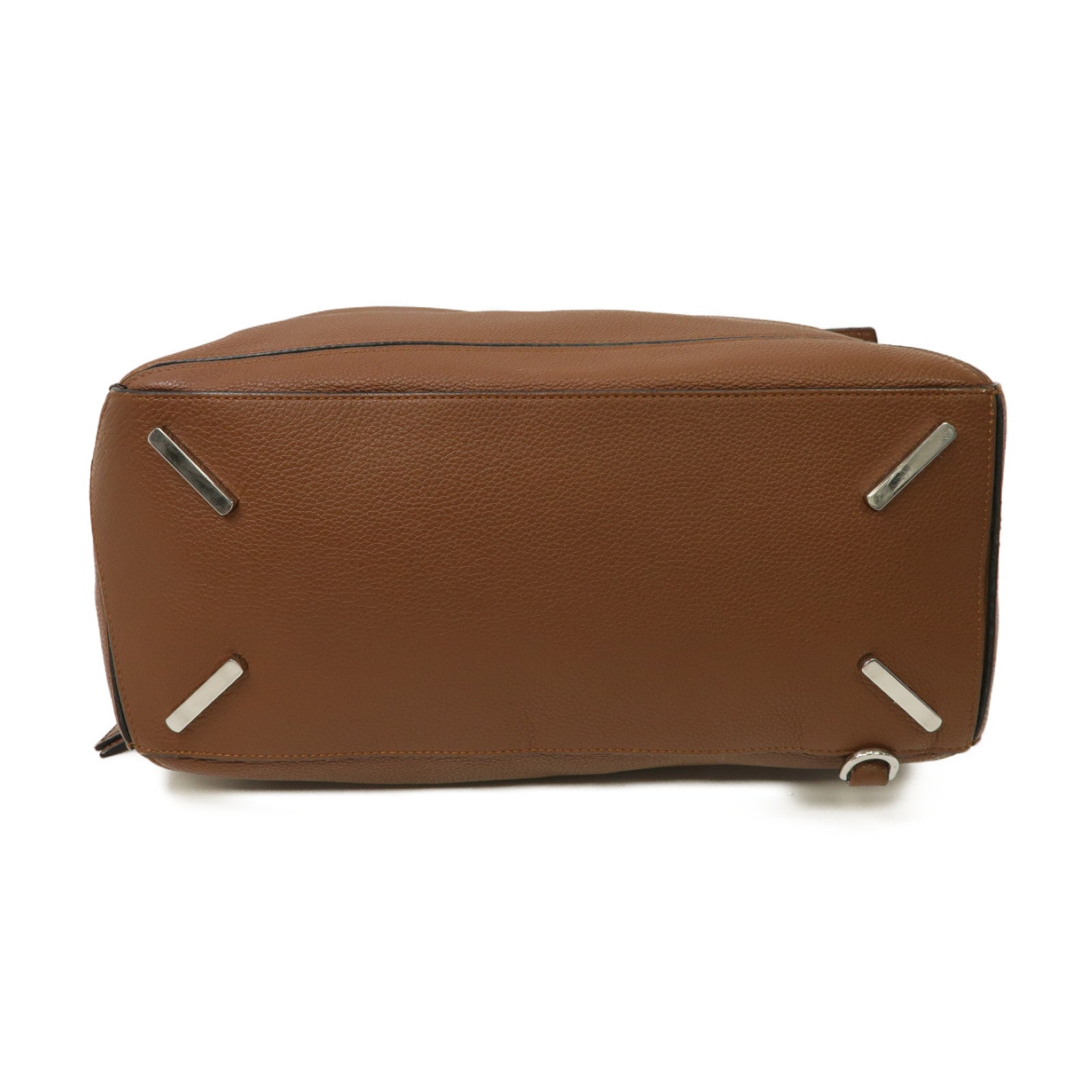 LOEWE 牛皮皮革Puzzle Shoulder Bag銀扣手挽肩背兩用袋啡色