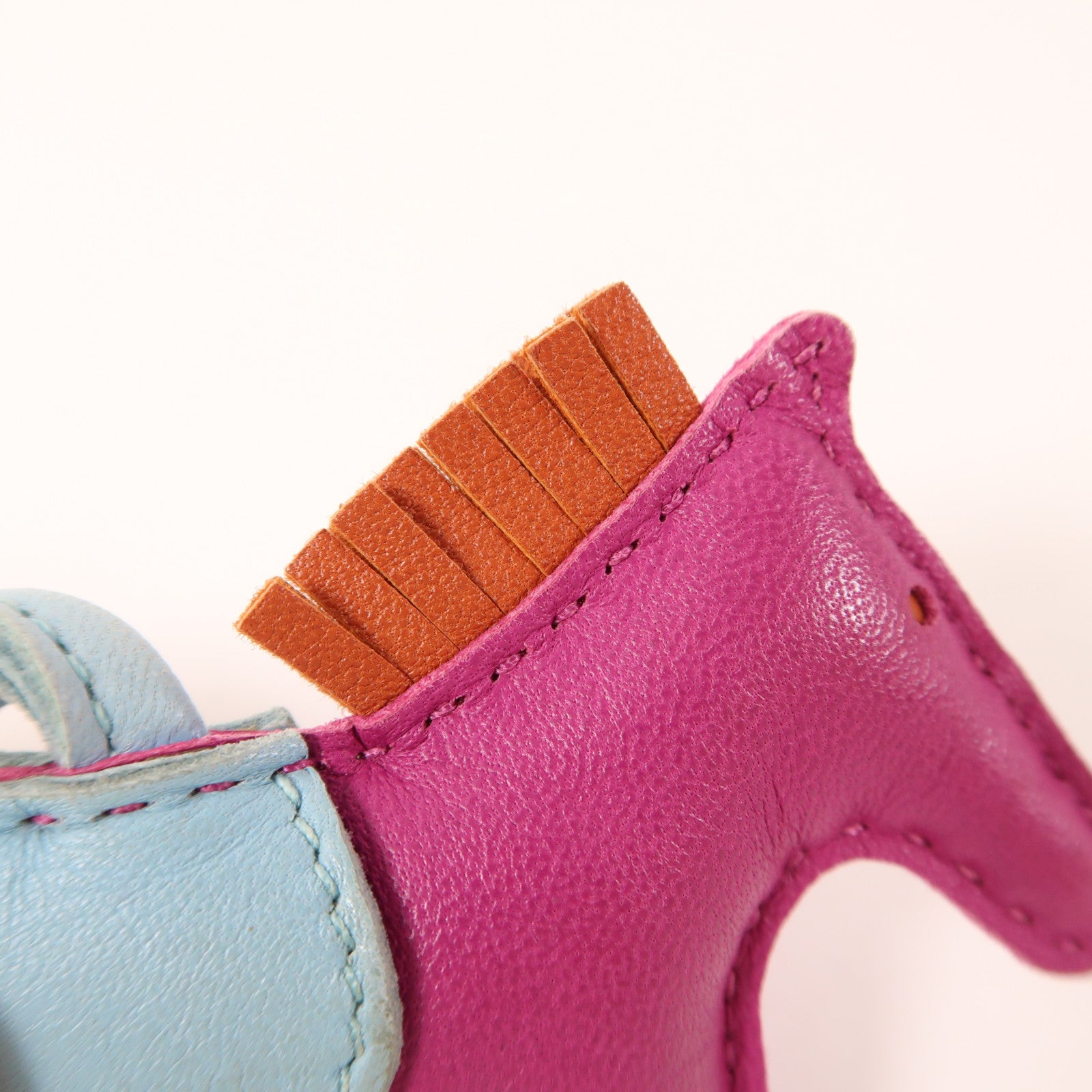 HERMES Swift皮革Rodeo PM掛飾5R Rose Shocking/9J Feu/Blue