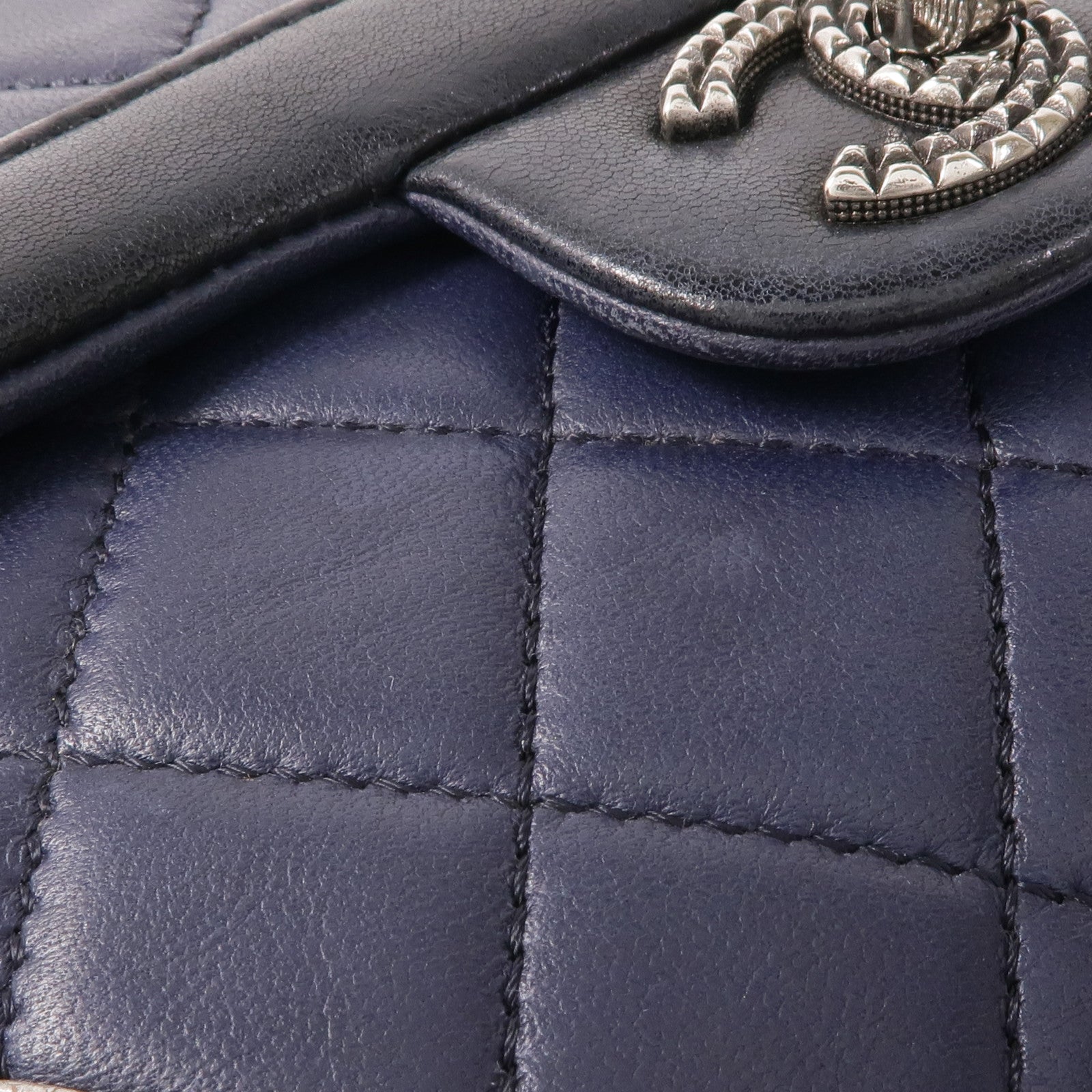 CHANEL 羊皮皮革Chain Shoulder銀扣鏈帶肩背袋