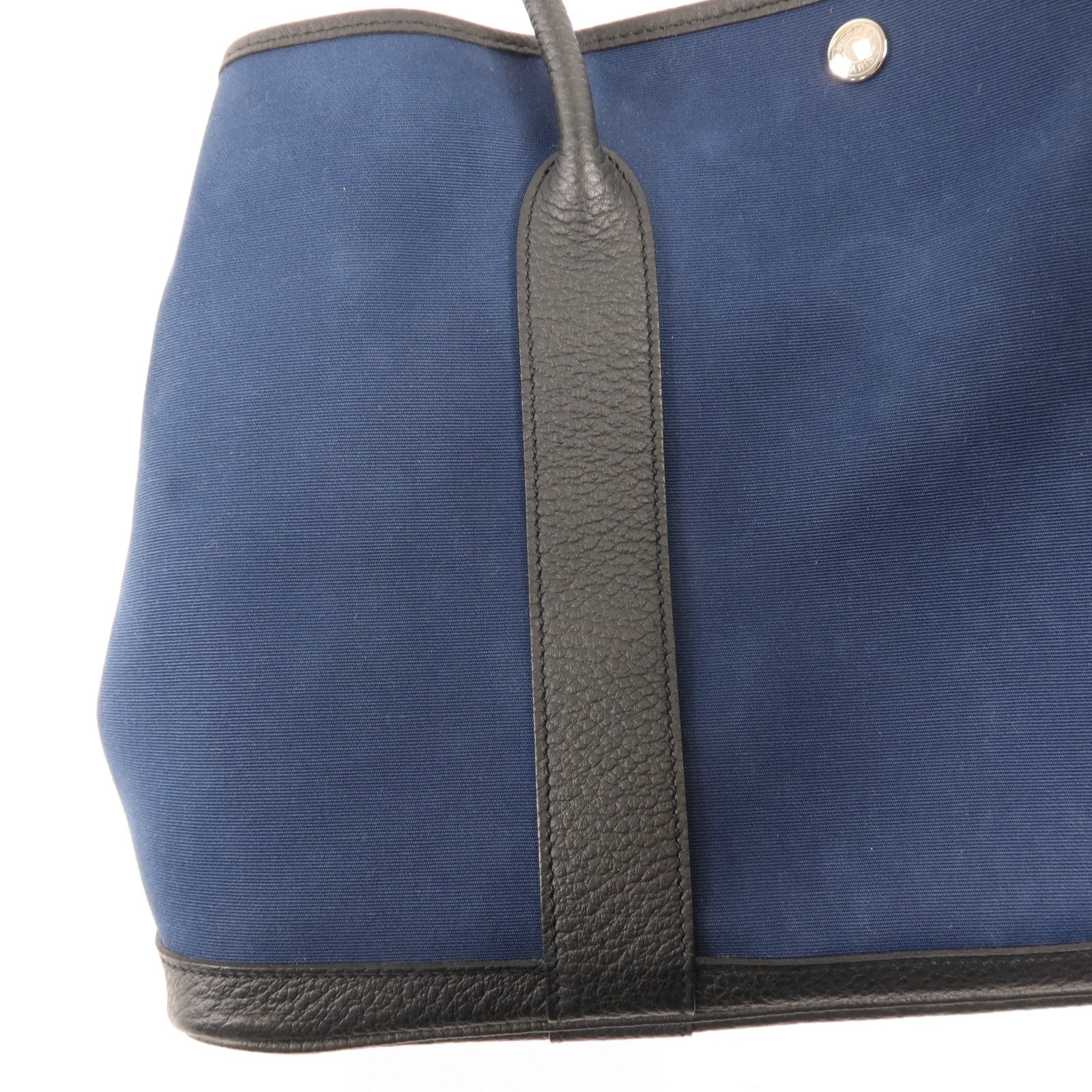 HERMES 帆布/皮革Garden Party PM銀扣手挽袋