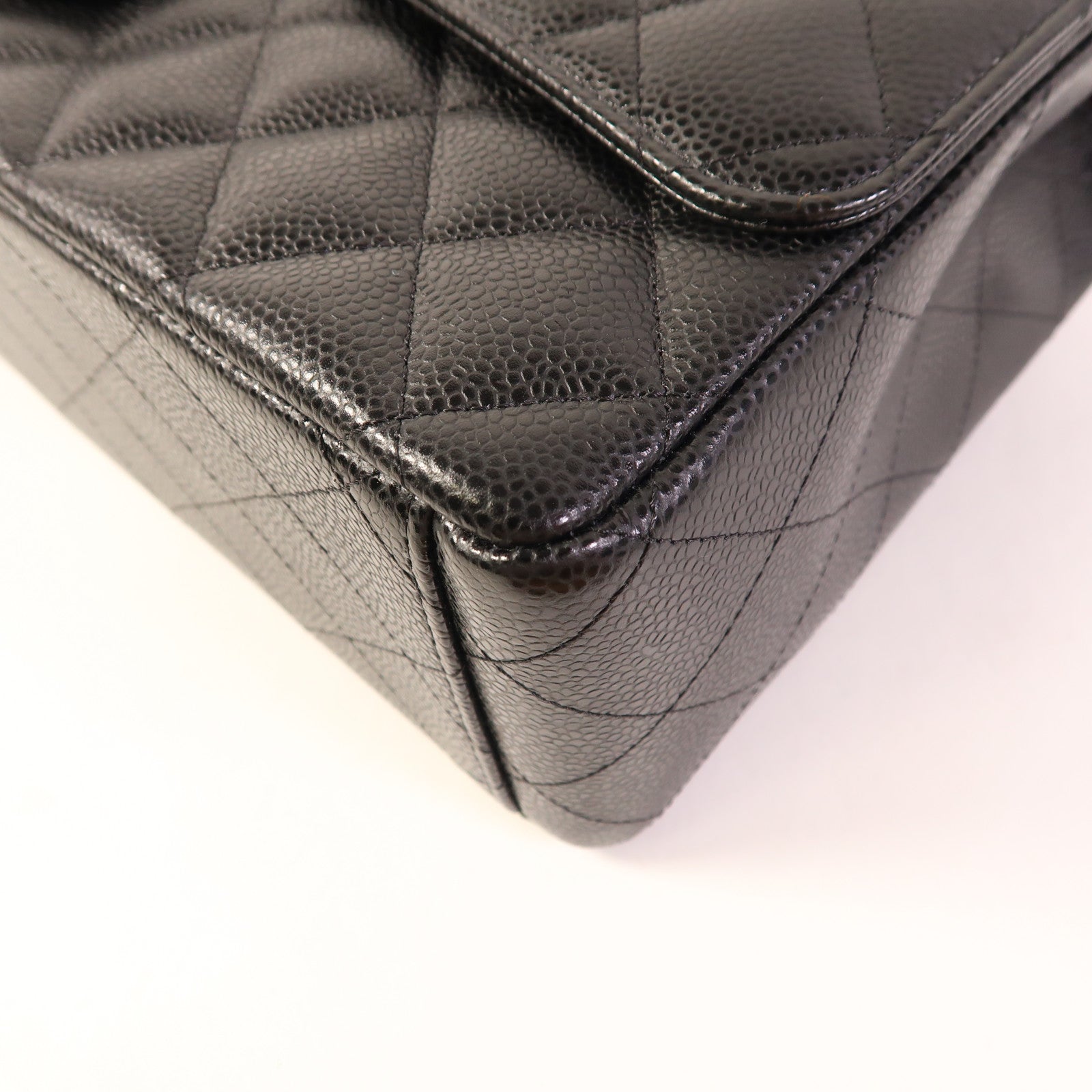 CHANEL 牛皮皮革Maxi Classic銀扣鏈帶肩背袋