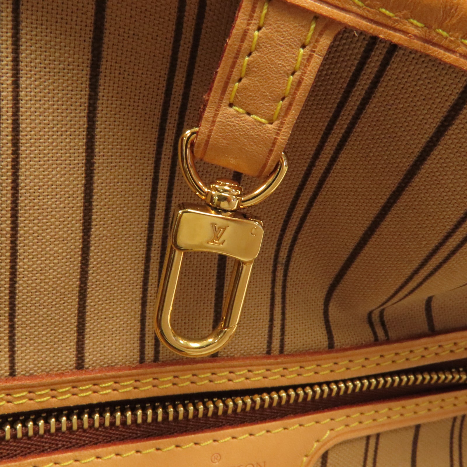 LOUIS VUITTON Monogram Neverfull MM金扣手挽袋啡色