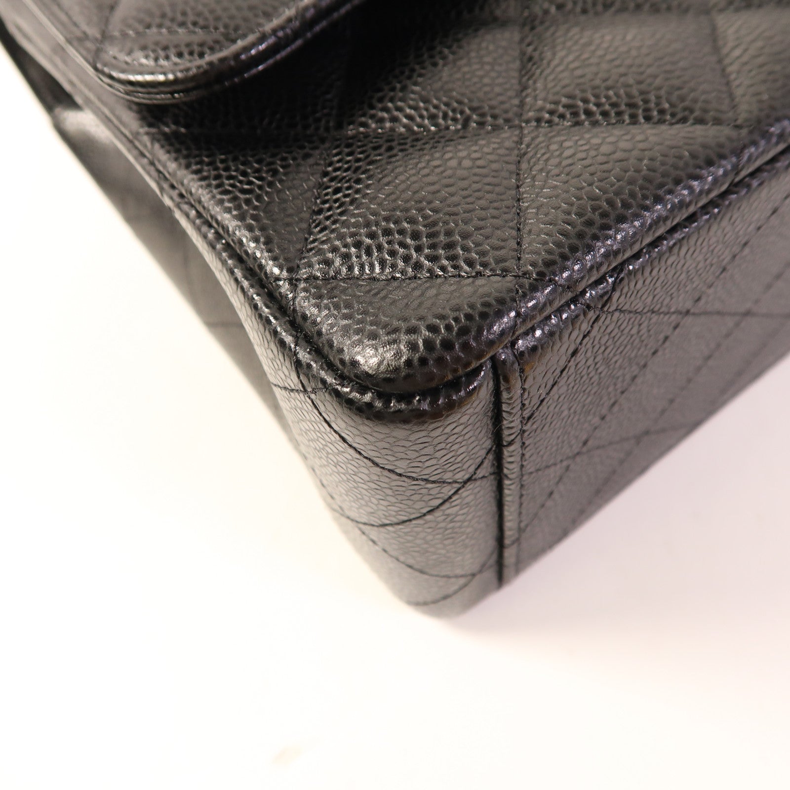 CHANEL 牛皮皮革Maxi Classic銀扣鏈帶肩背袋