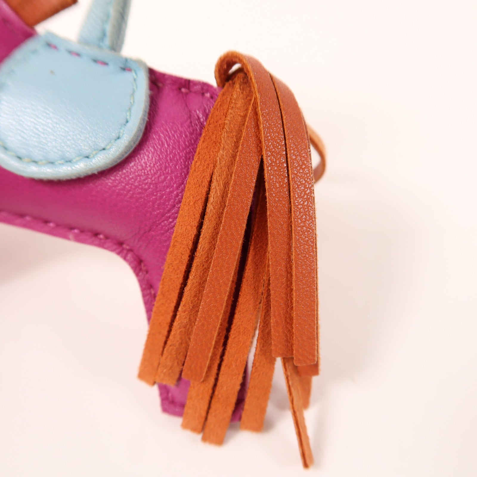 HERMES Swift皮革Rodeo PM掛飾5R Rose Shocking/9J Feu/Blue