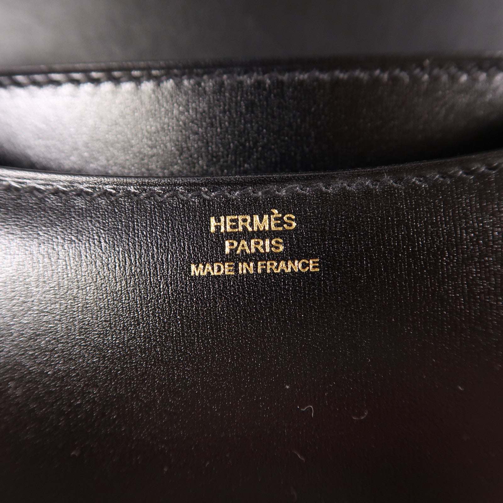 HERMES Box Calf皮革Constance Mini金扣手挽肩背兩用袋Noir
