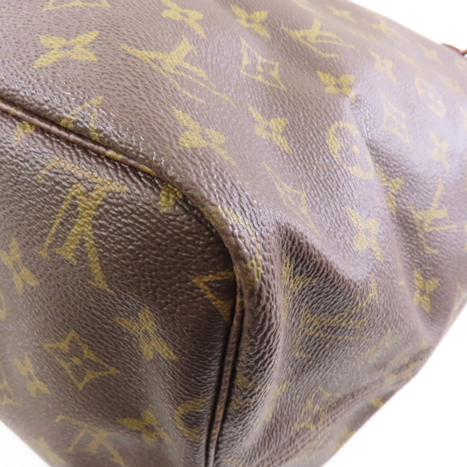 LOUIS VUITTON Monogram Neverfull GM金扣手挽袋棕色