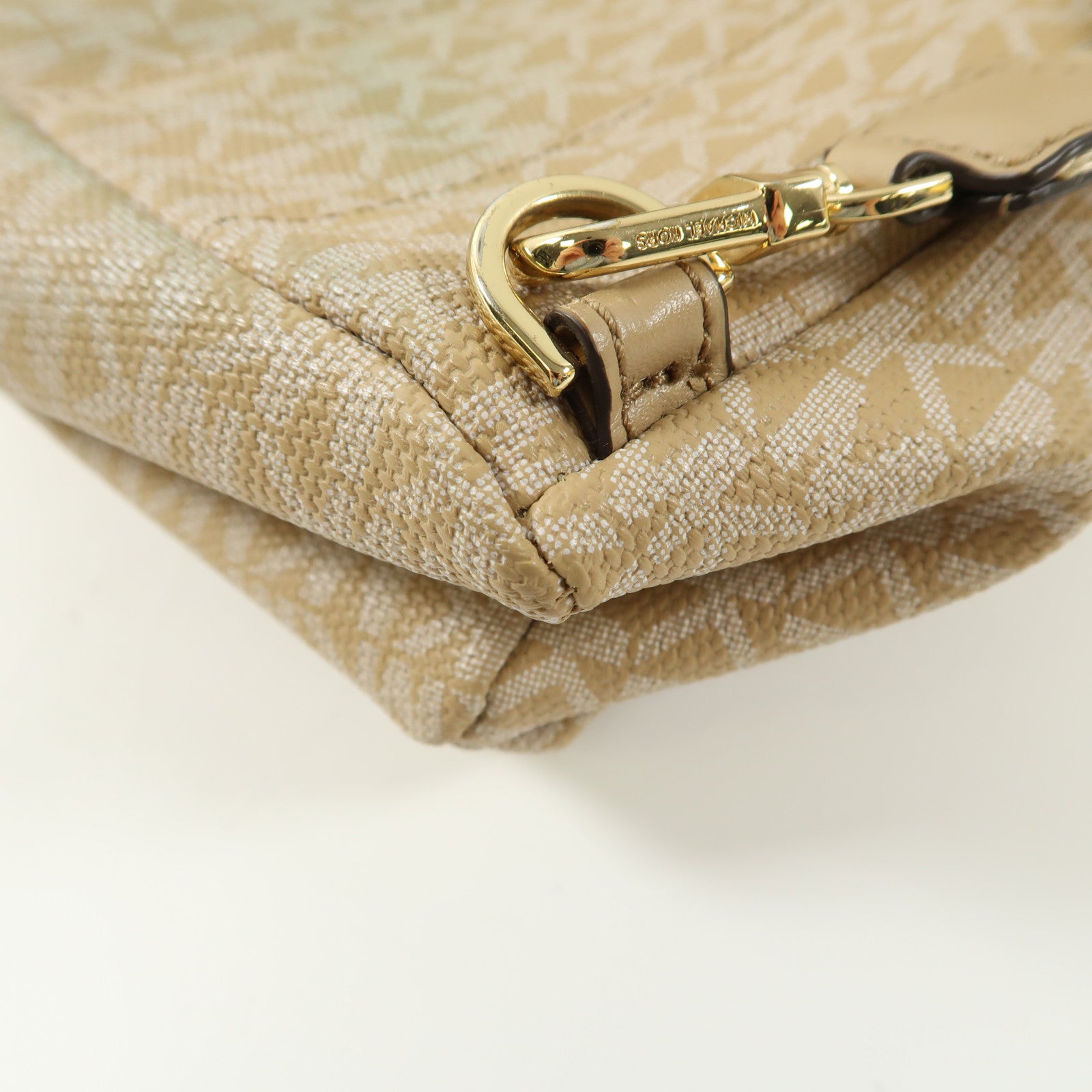 Michael Kors 塗層帆布Backpack金扣背包杏色/淺褐色