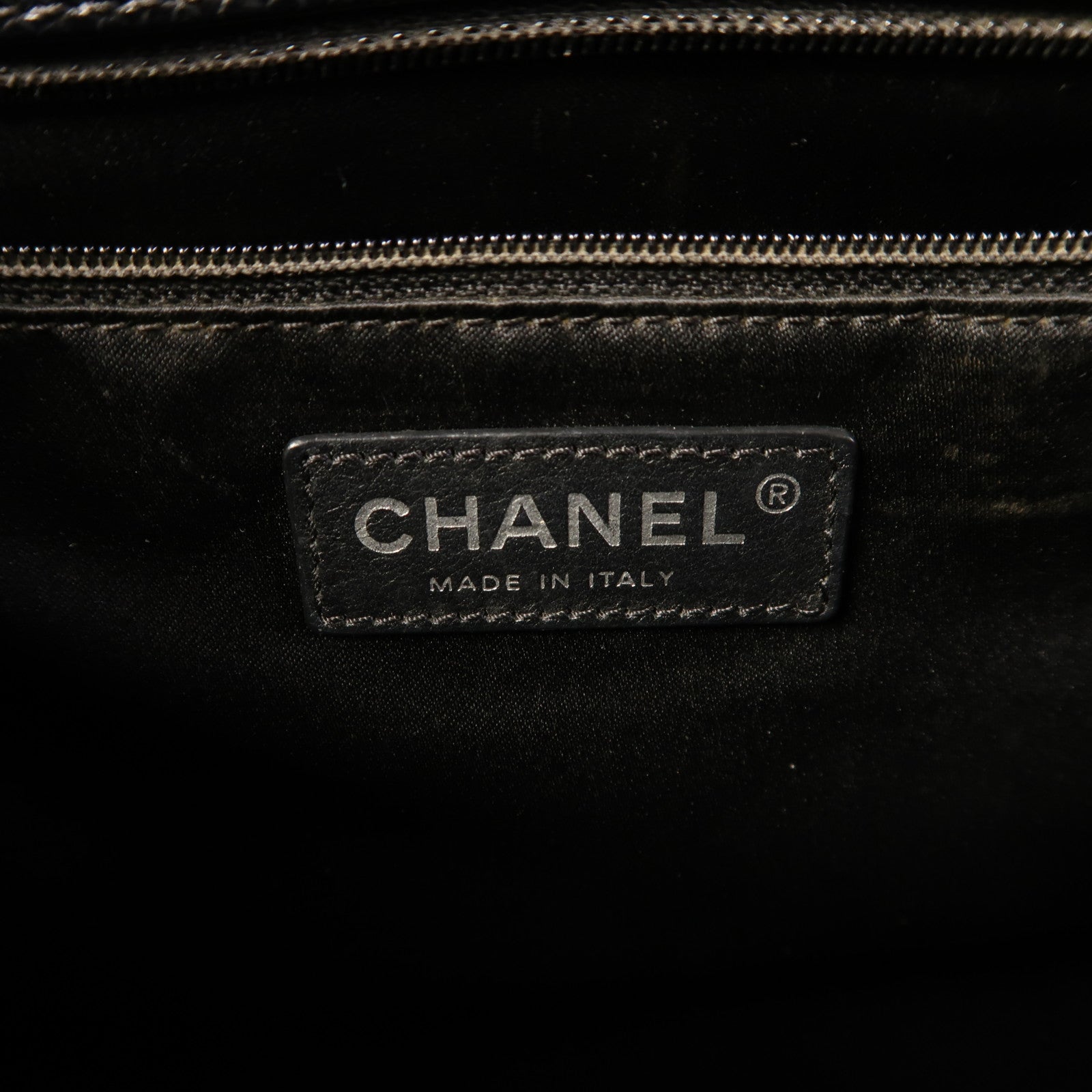 CHANEL 牛皮皮革GST Grand Shopping Tote Bag銀扣鏈帶肩背袋