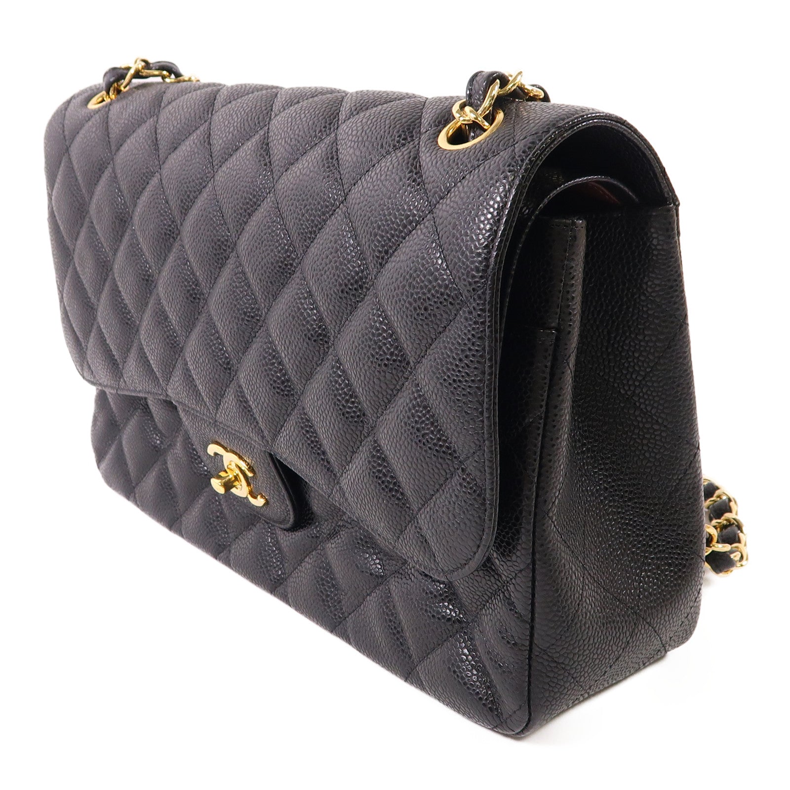 CHANEL CC GHW Large Classic Chain Shoulder Bag Calfskin Leather Black