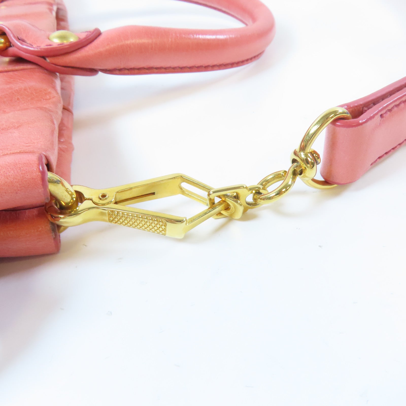 Miu Miu 牛皮皮革2 Way Shoulder Bag金扣手挽肩背兩用袋粉紅色