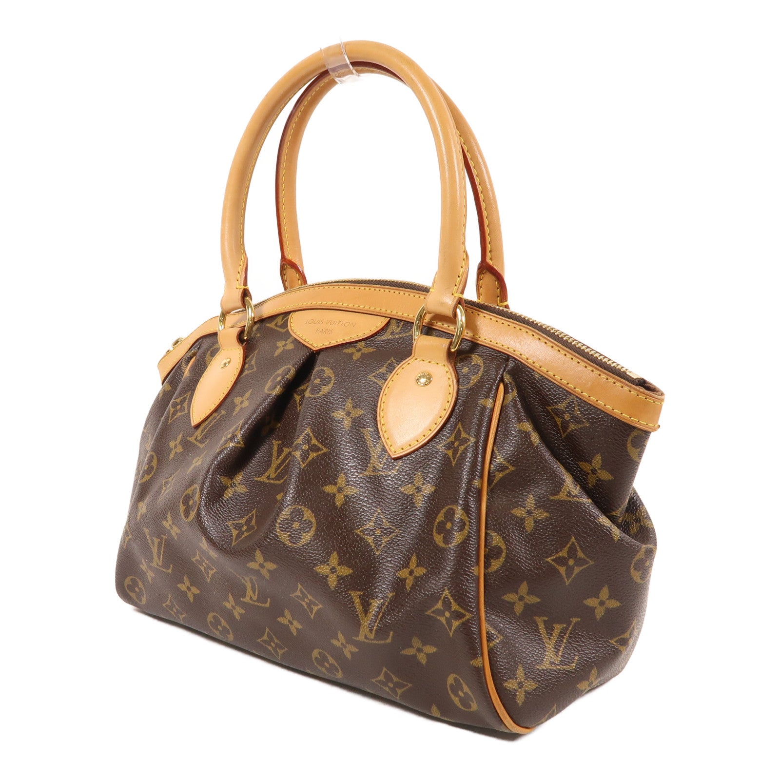 LOUIS VUITTON Monogram Tivoli PM金扣手挽袋棕色