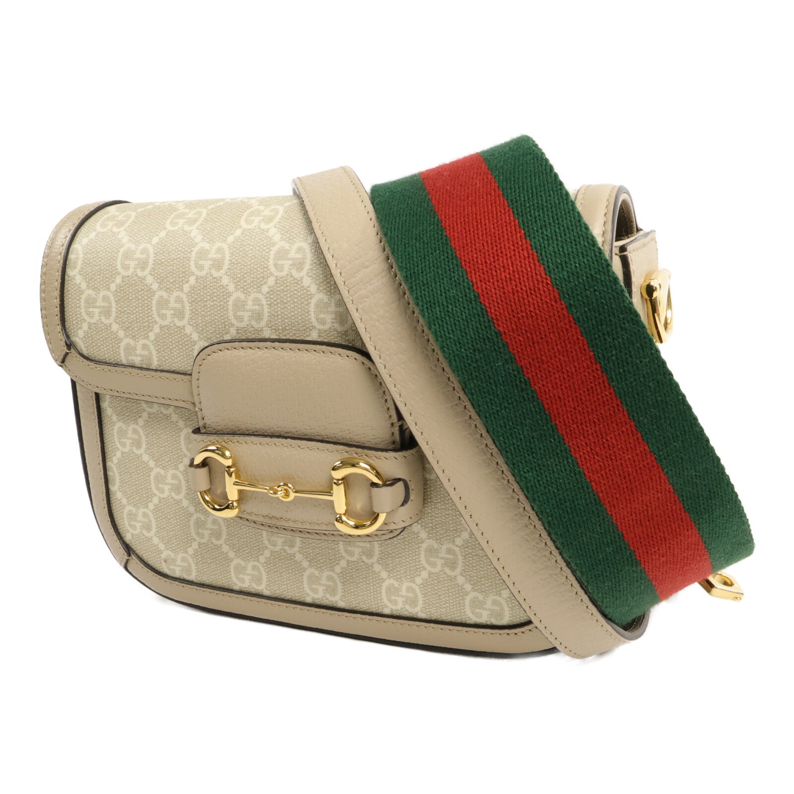 GUCCI 塗層帆布Horsebit 1955 Small Shoulder Bag肩背袋