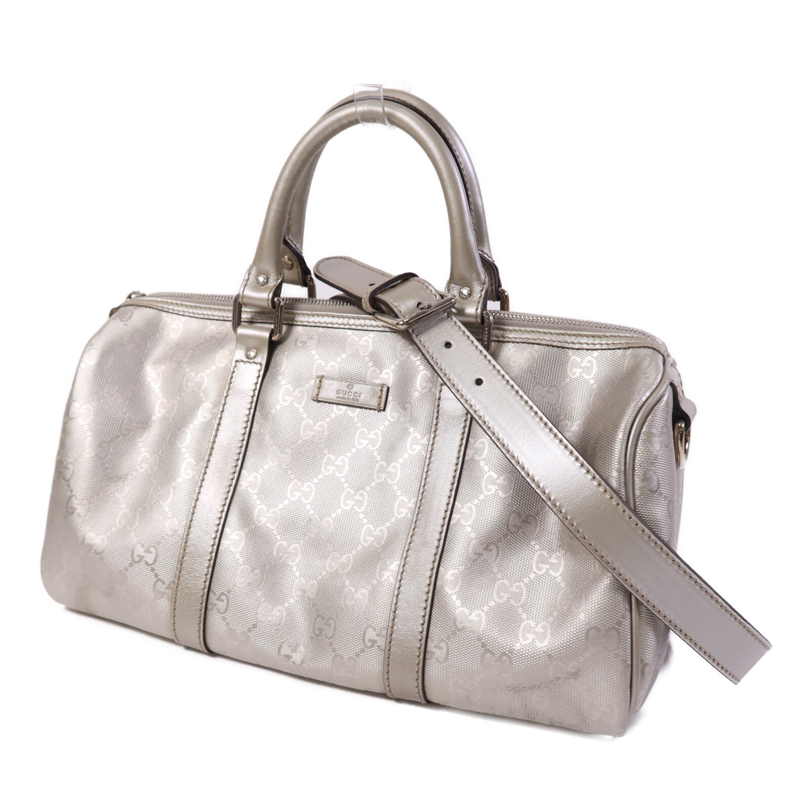 GUCCI 【激減優惠】塗層帆布Boston Bag銀扣手挽肩背兩用袋
