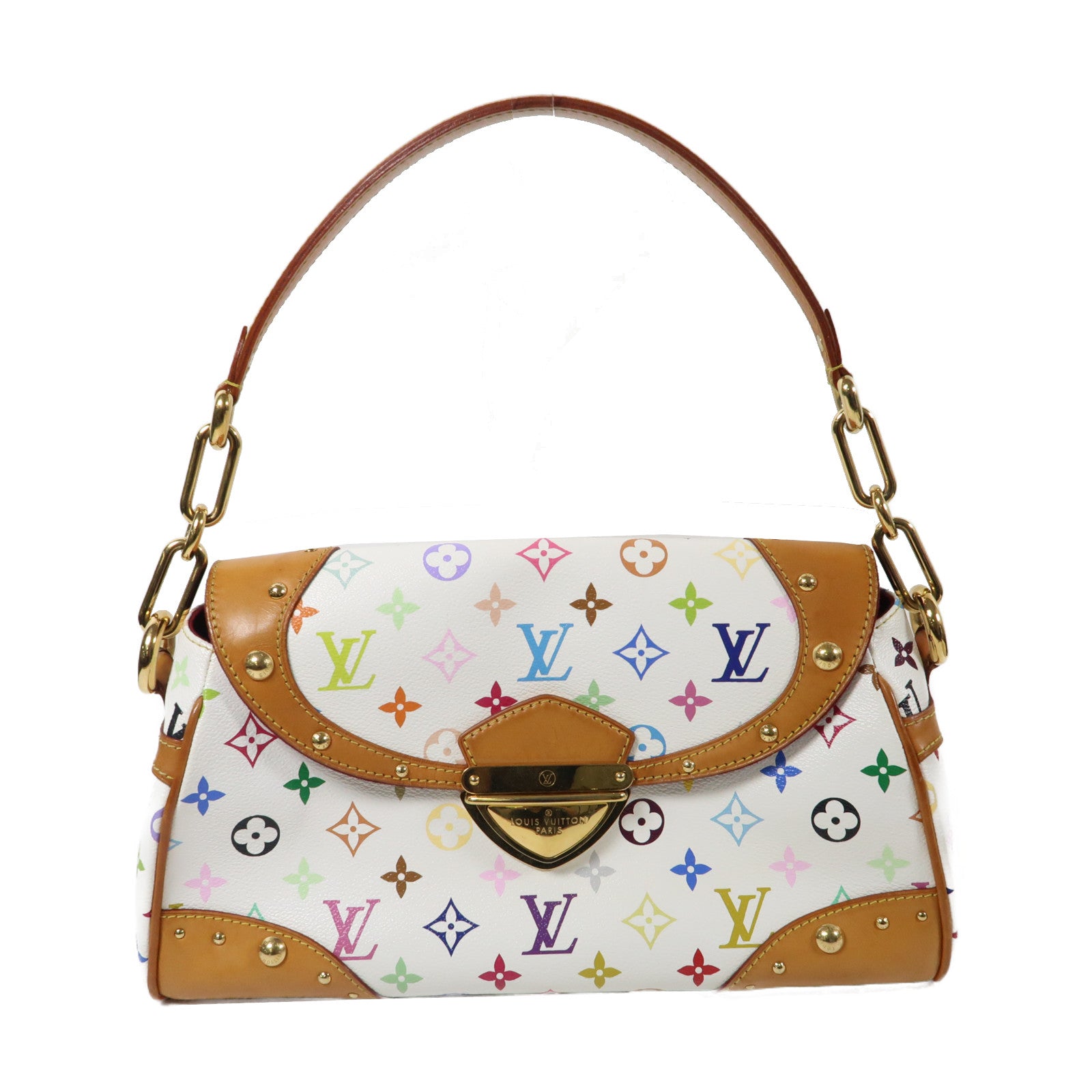 LOUIS VUITTON 【激減優惠】Monogram Multicolore Beverly MM金扣肩背袋白色/彩色