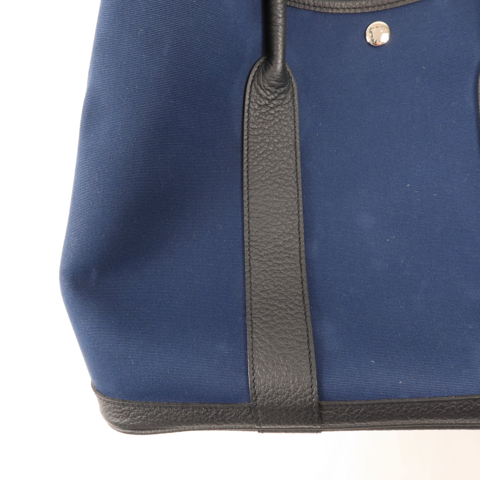 HERMES 帆布/皮革Garden Party PM銀扣手挽袋