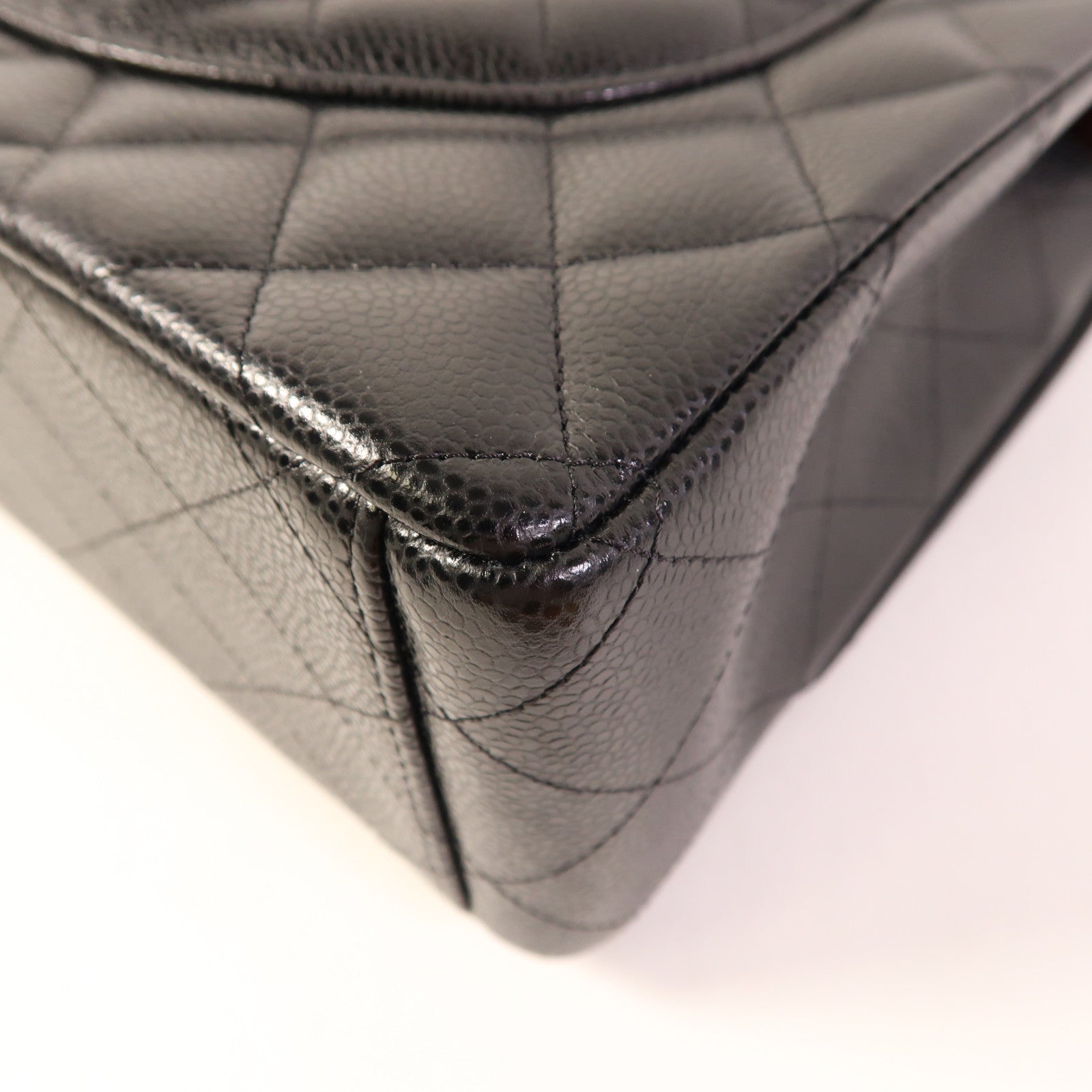 CHANEL 牛皮皮革Maxi Classic銀扣鏈帶肩背袋