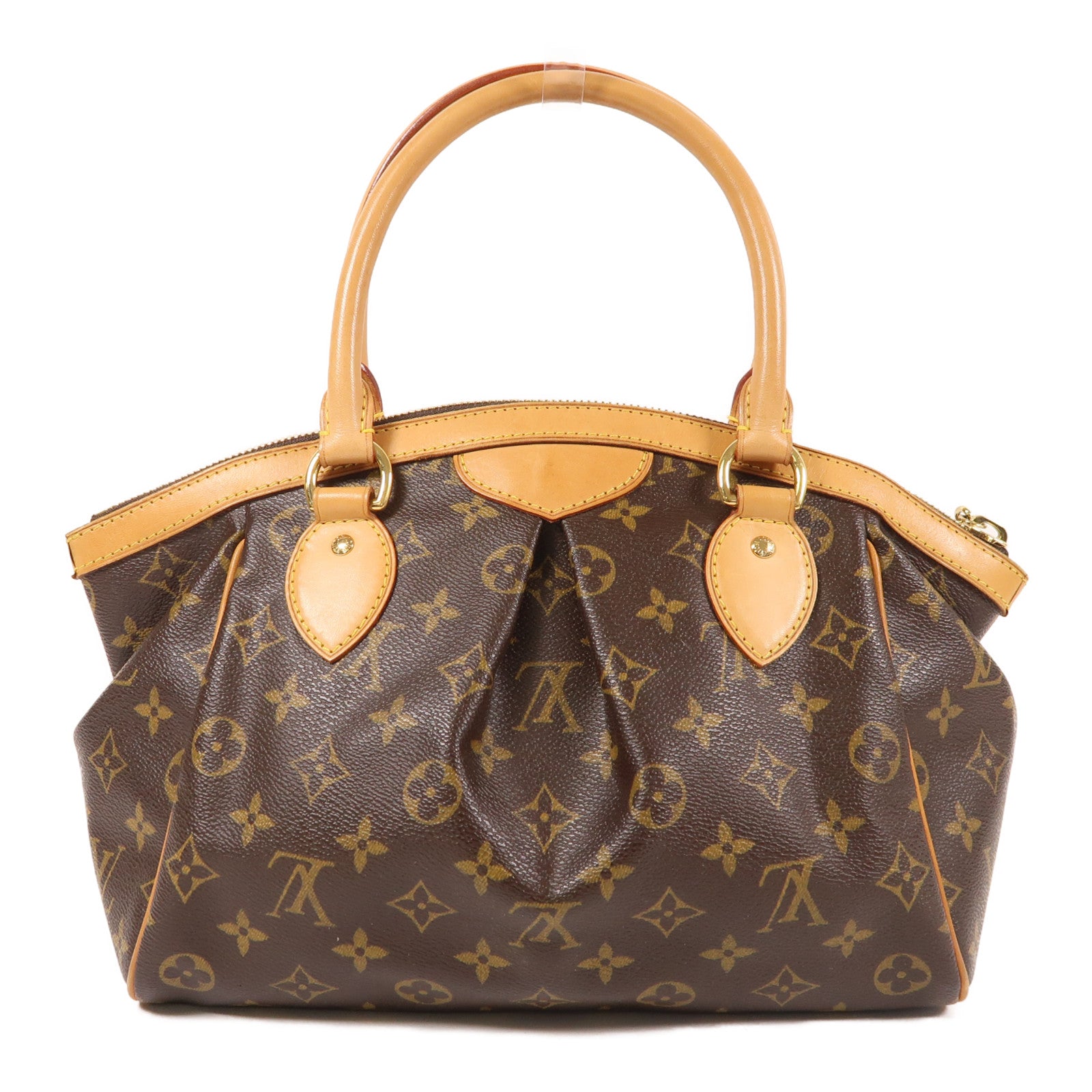 LOUIS VUITTON Monogram Tivoli PM金扣手挽袋棕色