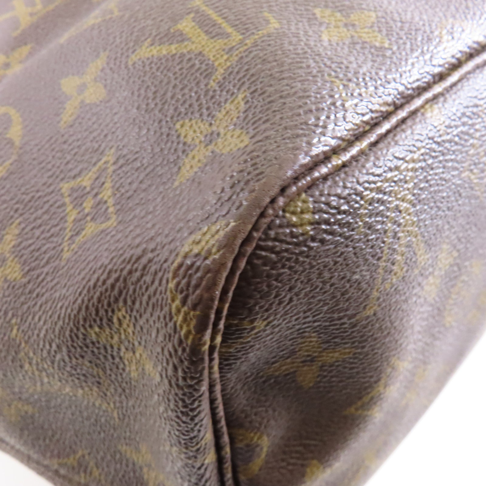 LOUIS VUITTON Monogram Neverfull GM金扣手挽袋棕色