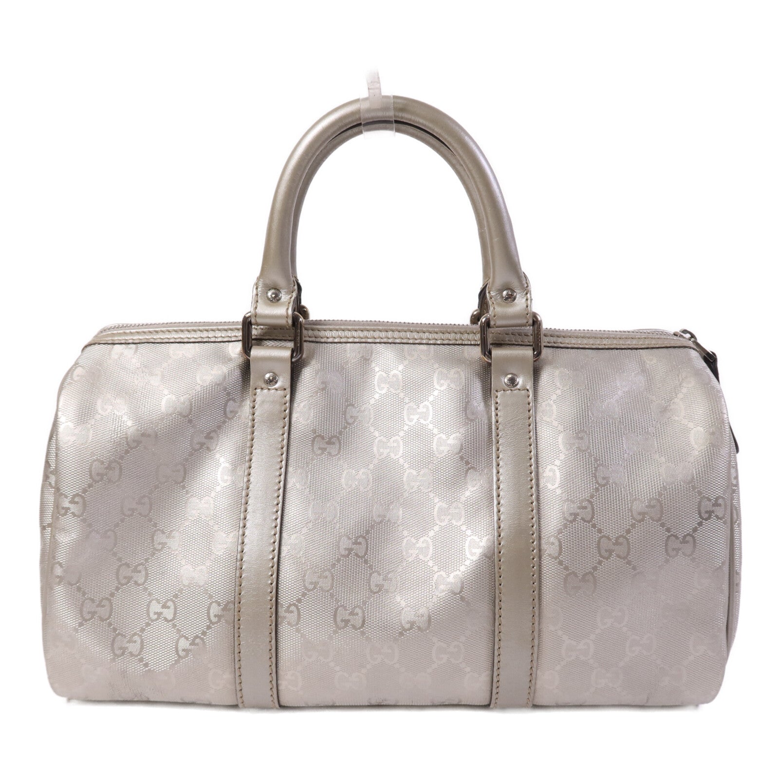 GUCCI 塗層帆布Boston Bag銀扣手挽肩背兩用袋