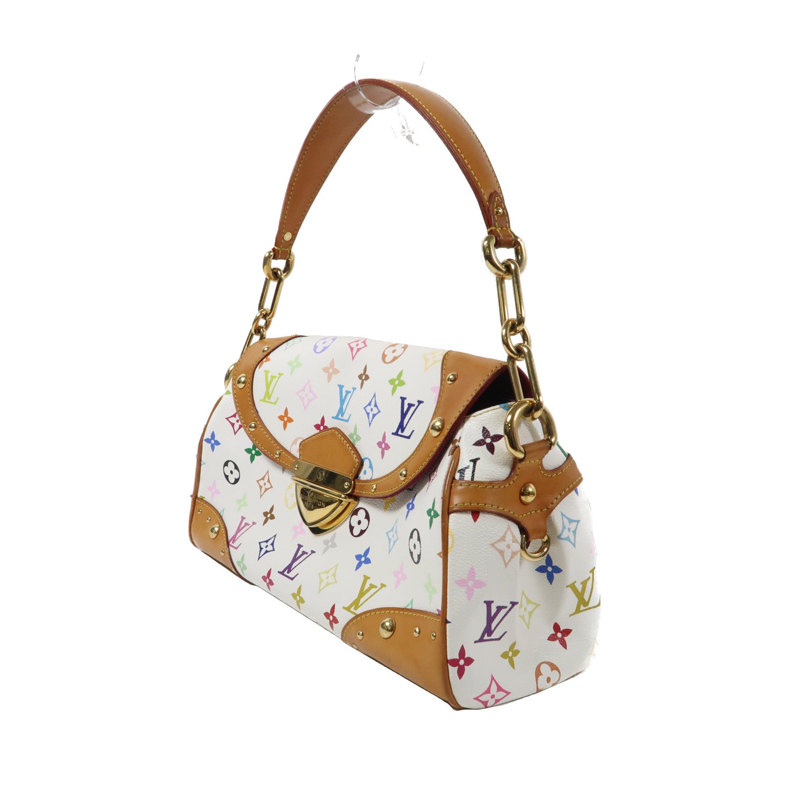 LOUIS VUITTON 【激減優惠】Monogram Multicolore Beverly MM金扣肩背袋白色/彩色